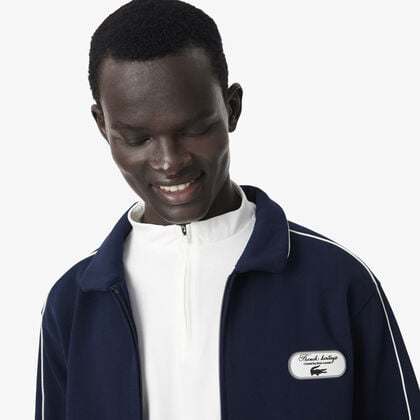 lacoste tennis heritage zipped badge accent sweatshirt