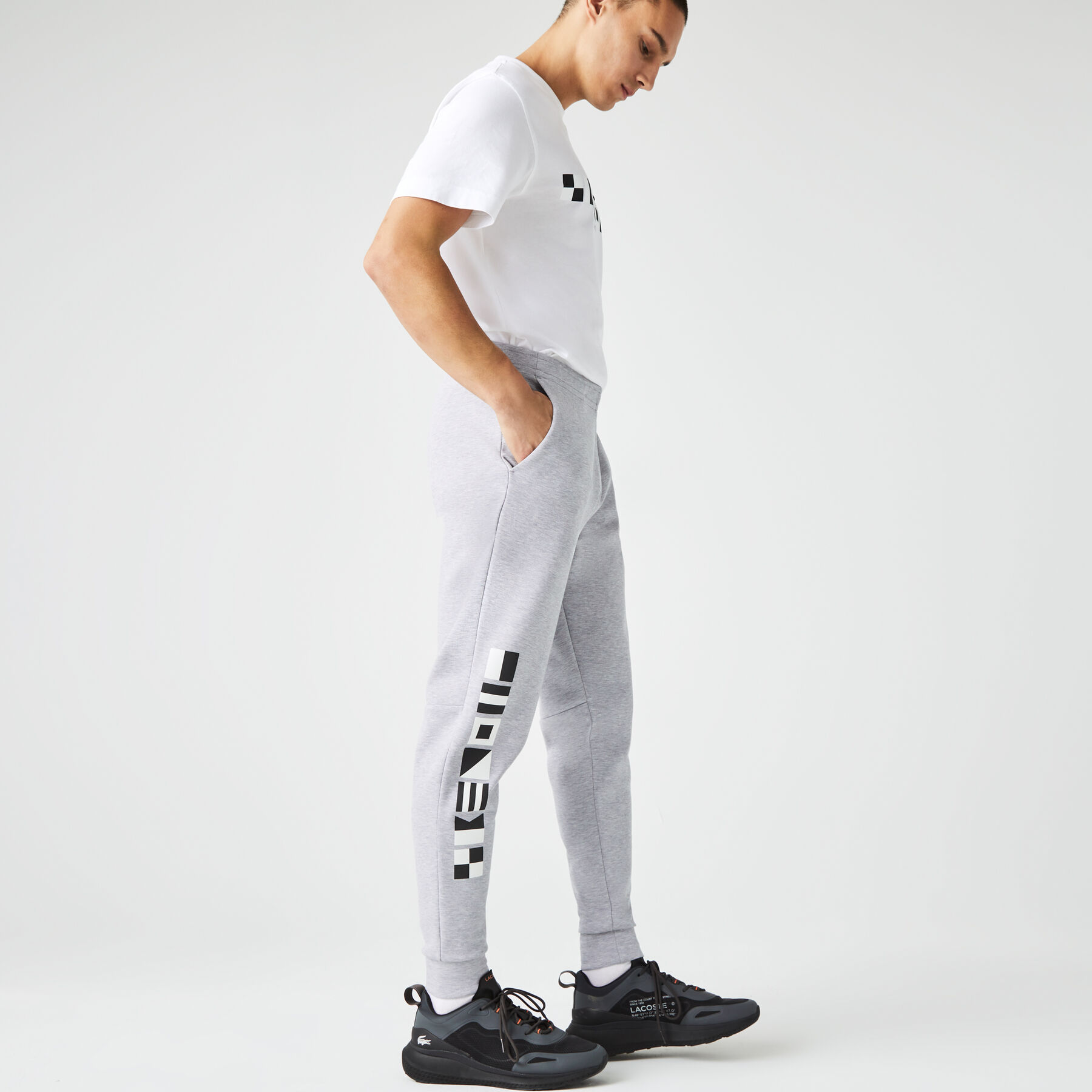 men s lacoste reflective print trackpants