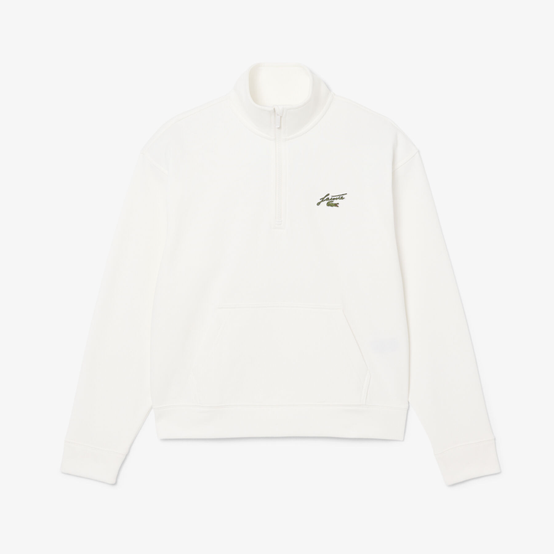 lacoste high neck zipped fleece badge sweatshirt