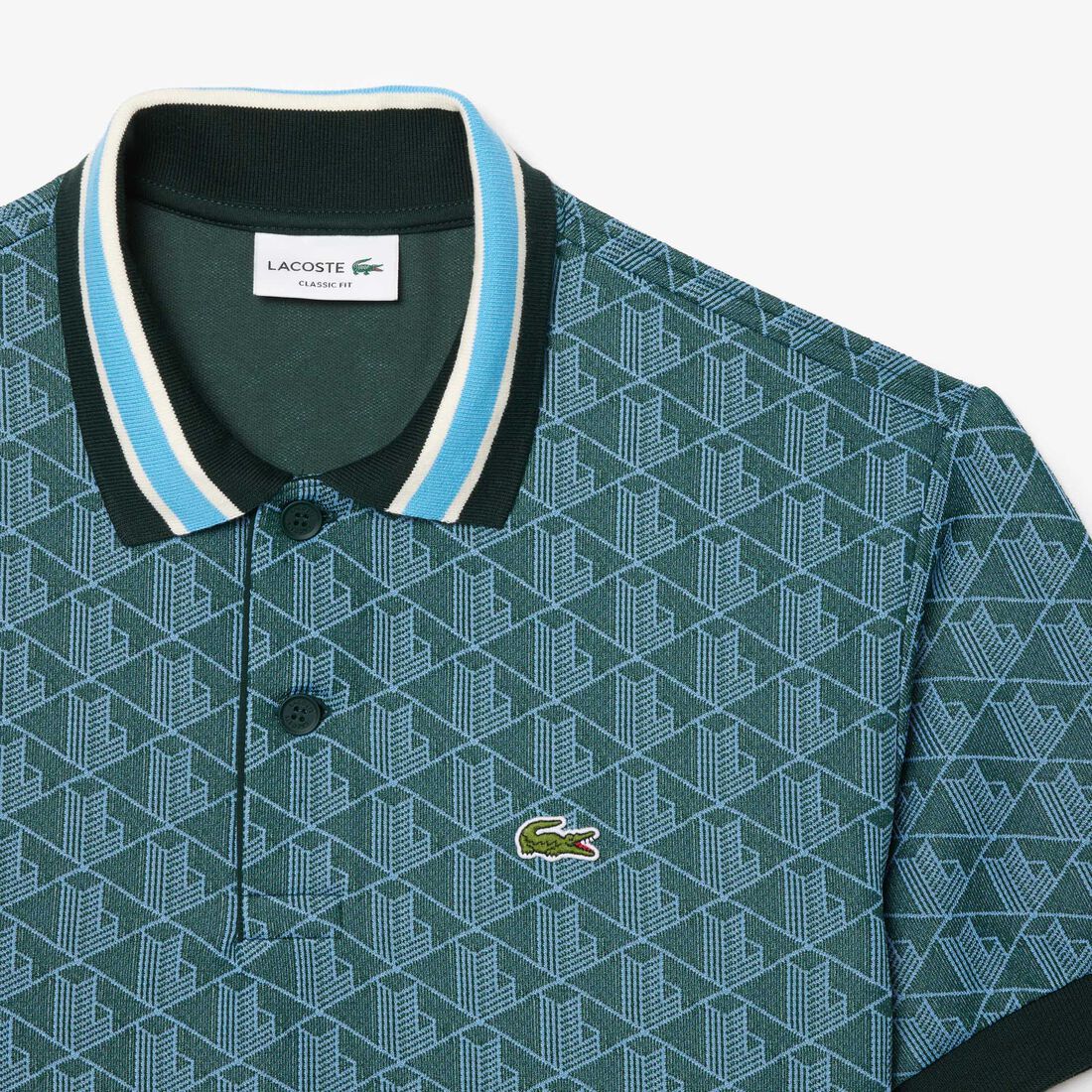 قميص بولو كلاسيكي بقصّة كلاسيكية من قماش الجاكار أحادي اللون قميص بولو كلاسيكي بقصّة كلاسيكية من قماش الجاكار أحادي اللون