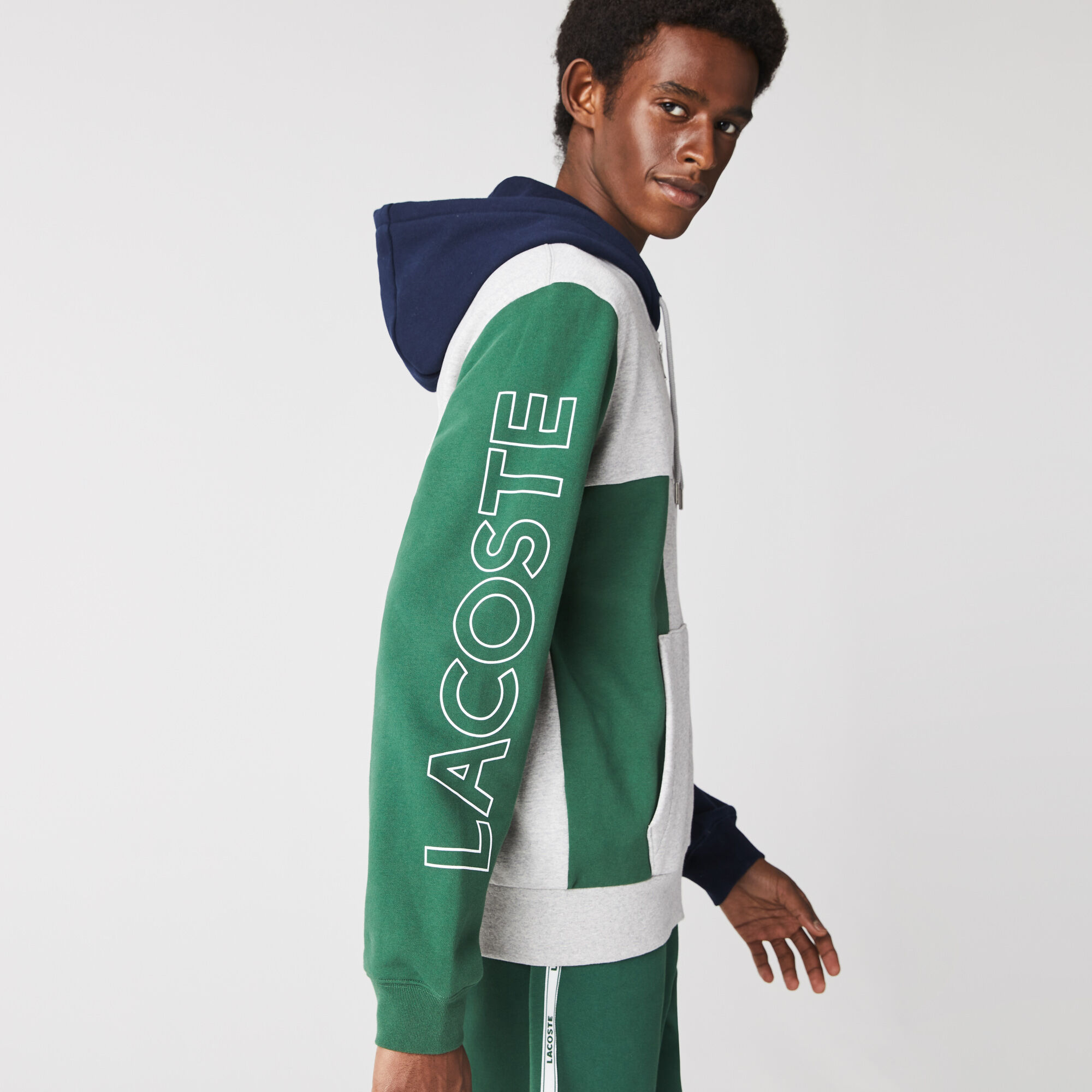 Buy Men s Colour block Zippered Fleece Hoodie Lacoste QA