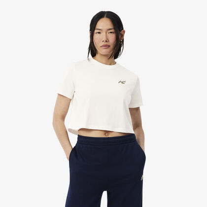 lacoste relaxed fit badge accent cotton t shirt