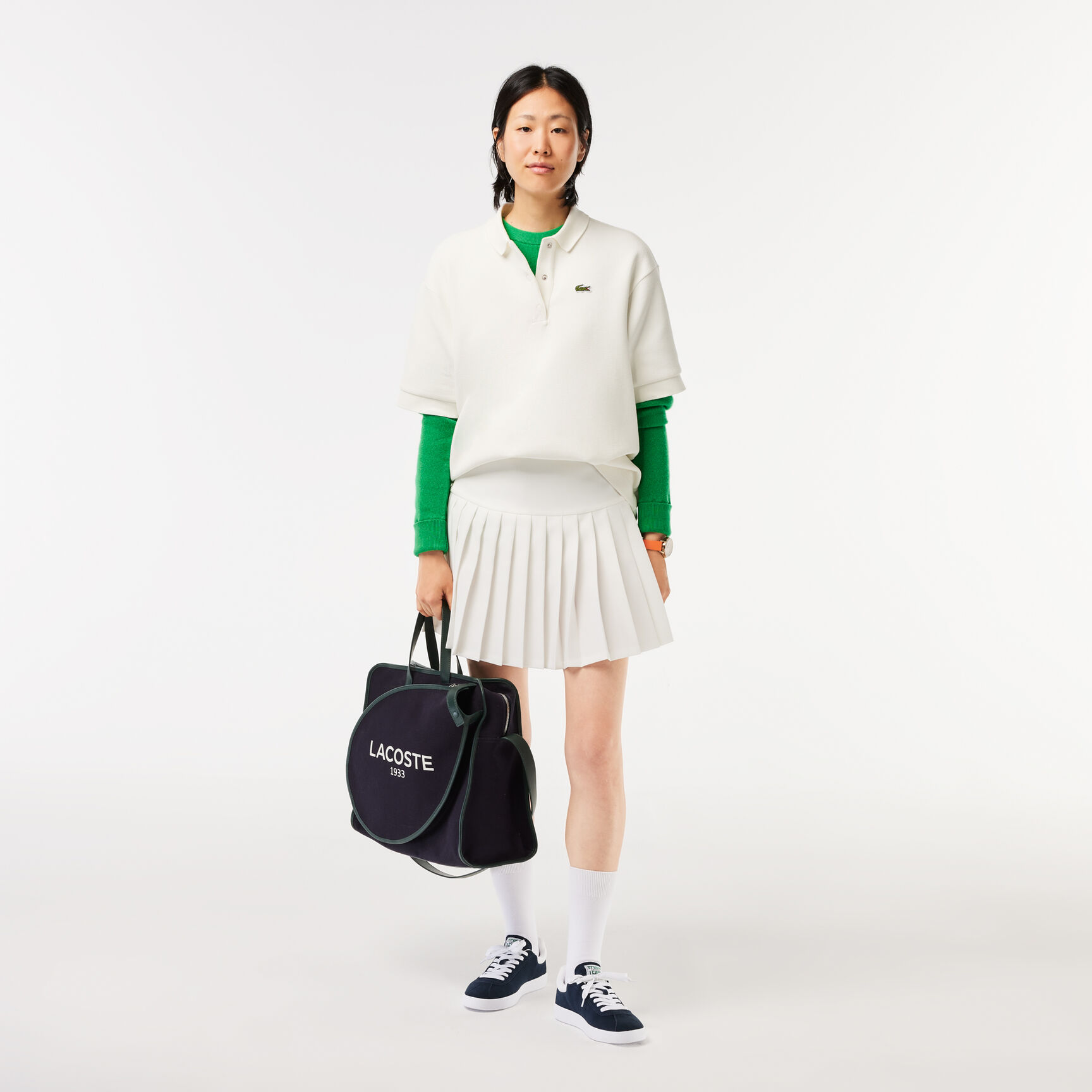 Short Pleated Button Waist Skirt