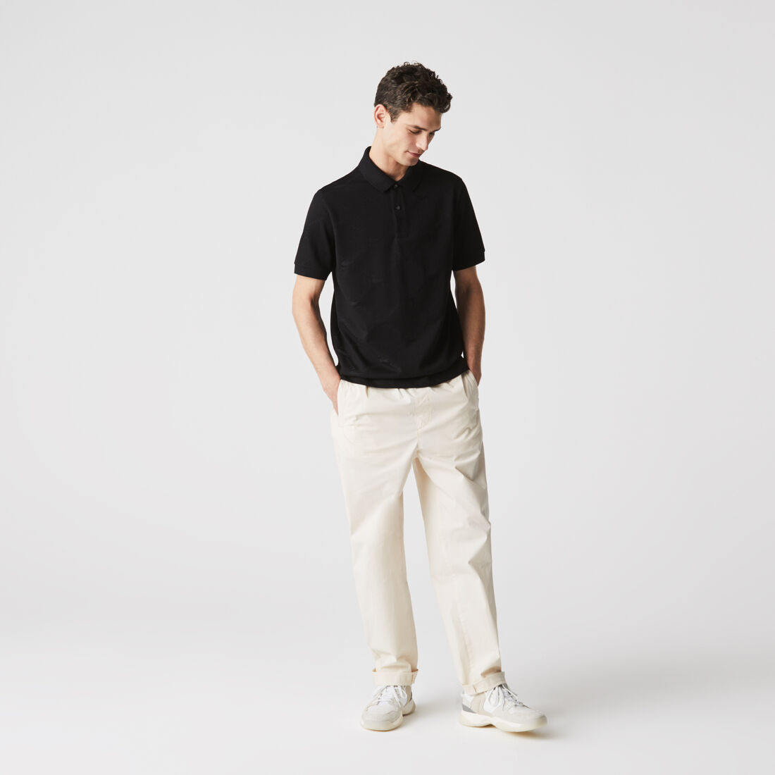 Men’s Lacoste LIVE Standard Fit Monogram Patterned Polo Men’s Lacoste LIVE Standard Fit Monogram Patterned Polo