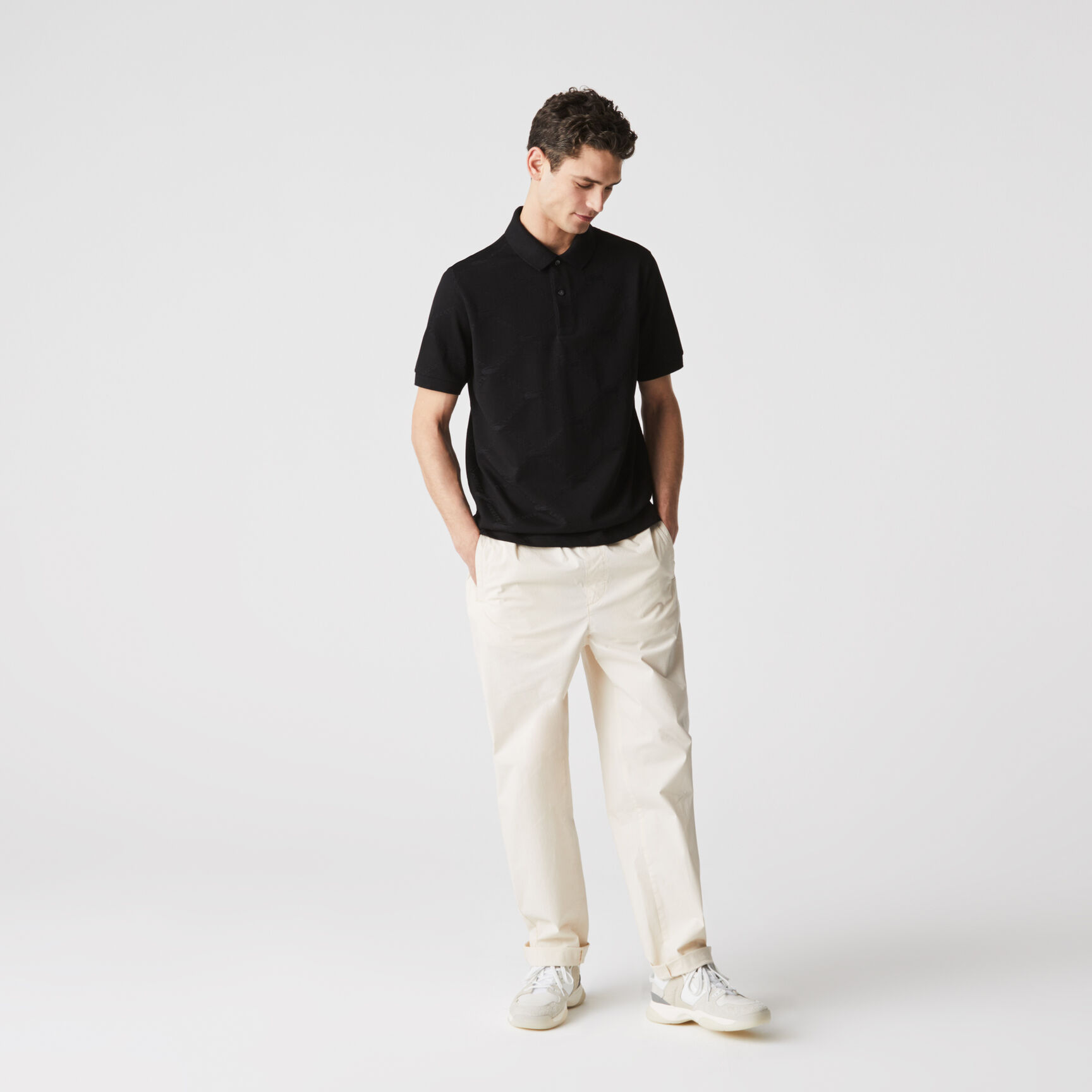Men’s Lacoste LIVE Standard Fit Monogram Patterned Polo Men’s Lacoste LIVE Standard Fit Monogram Patterned Polo