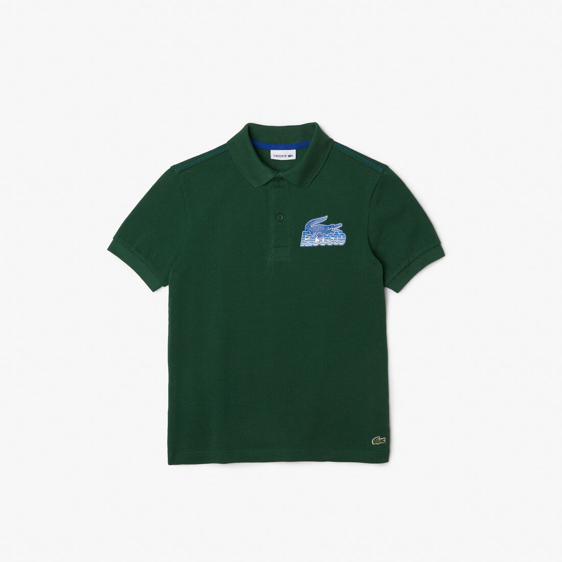 Kids' Lacoste Organic Cotton Contrast Print Polo Shirt