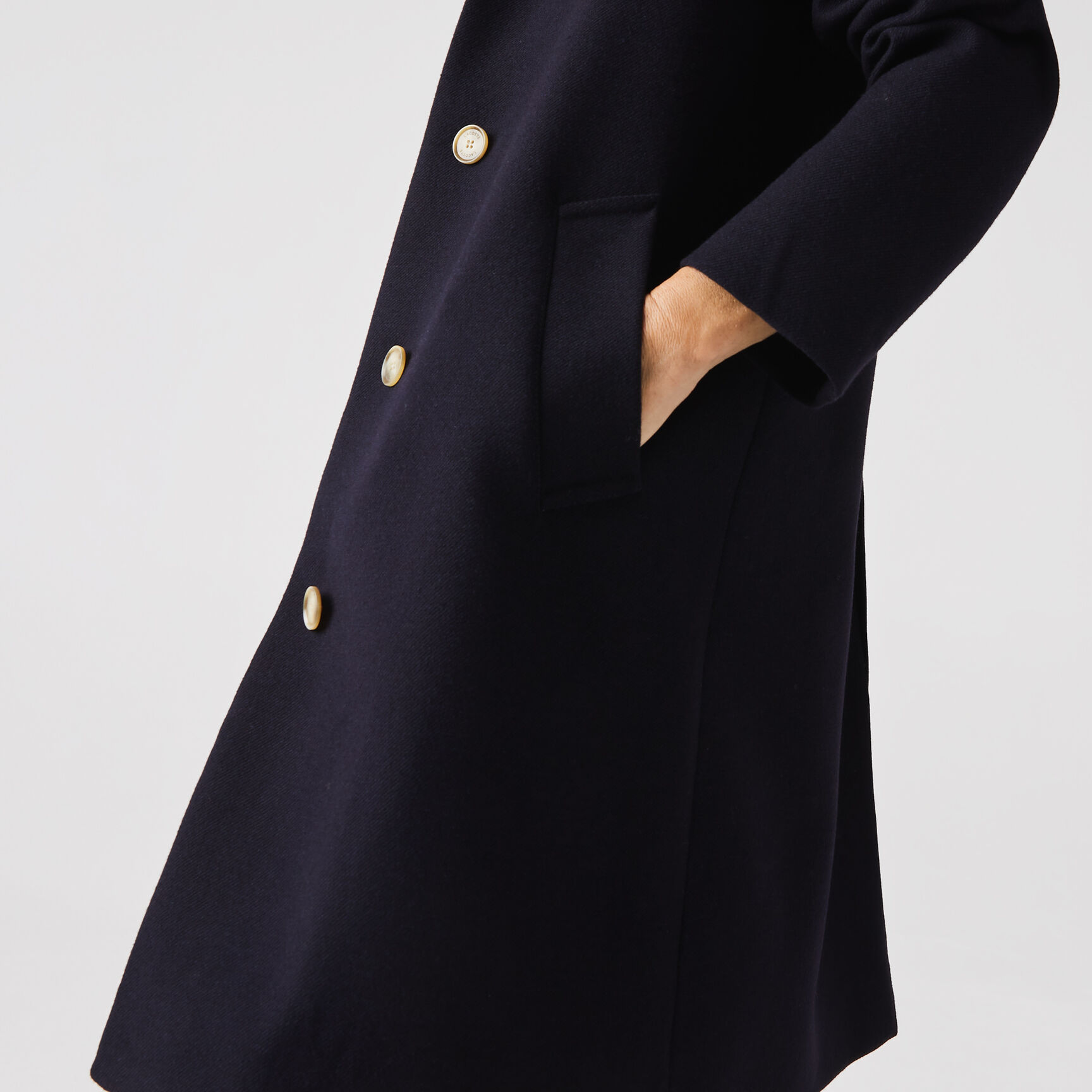 معطف نسائي طويل من الصوف المخلوط