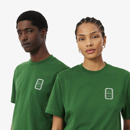 lacoste tennis print cotton jersey t shirt