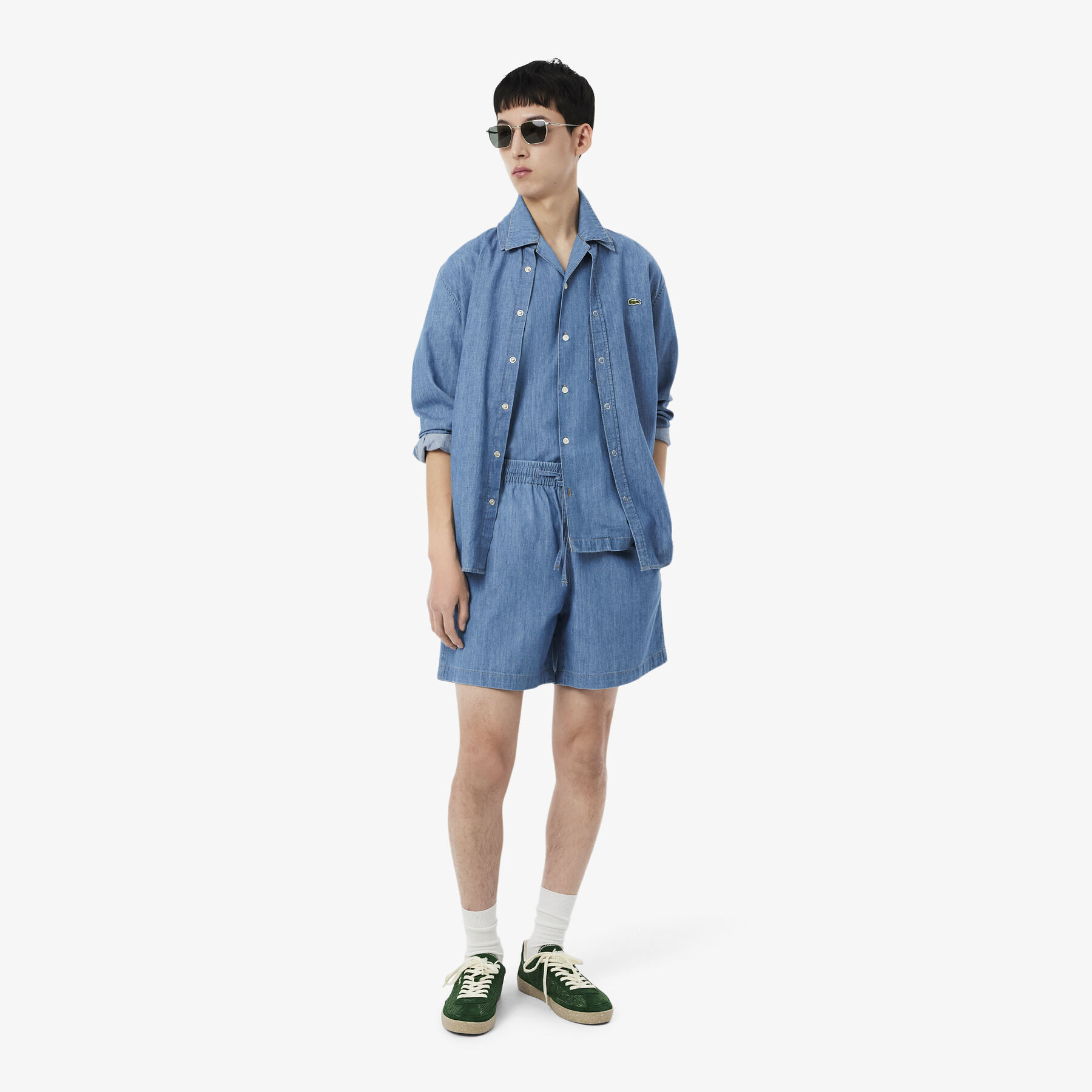 lacoste relaxed fit denim shorts