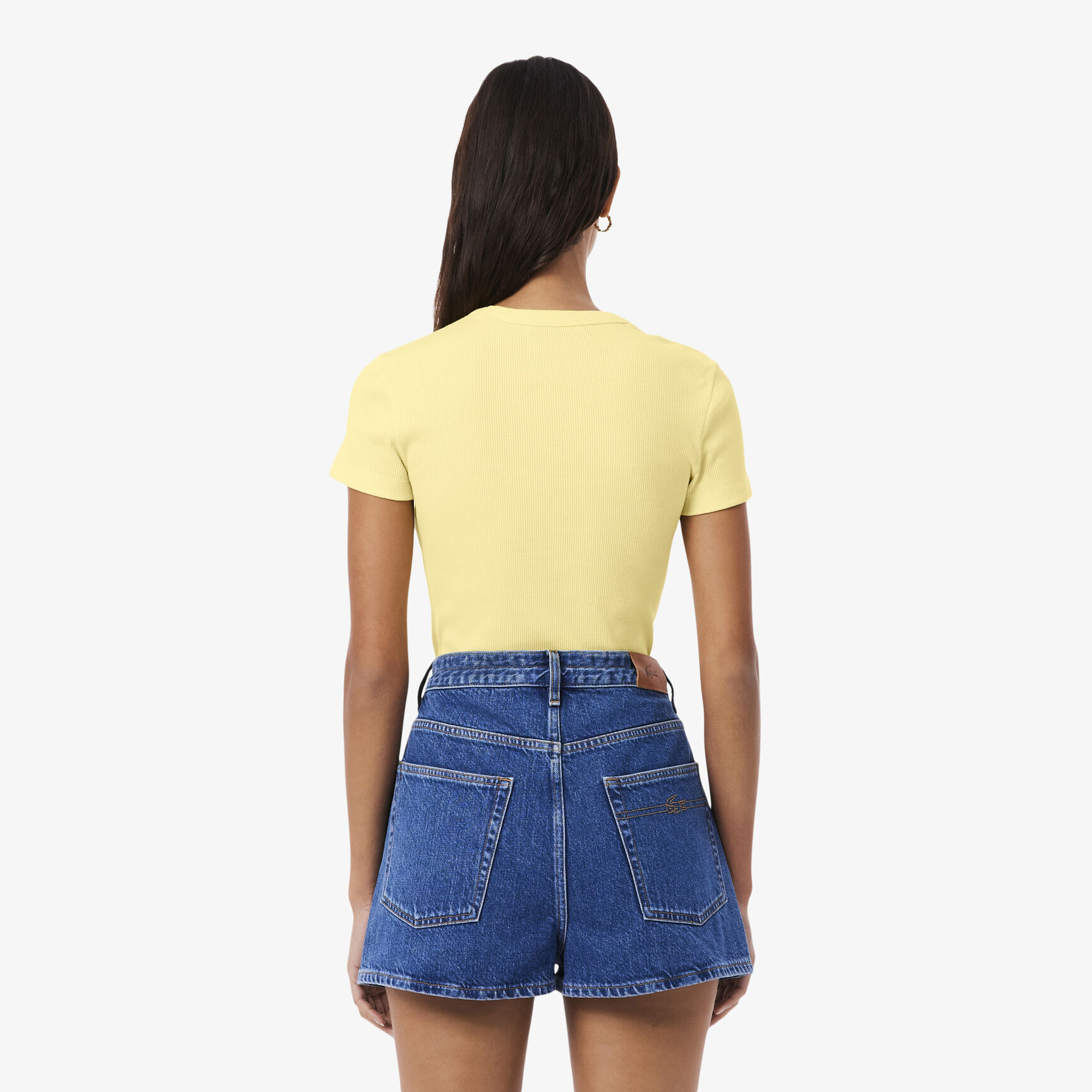 تي شيرت قطني مضلع بقصة ضيقة