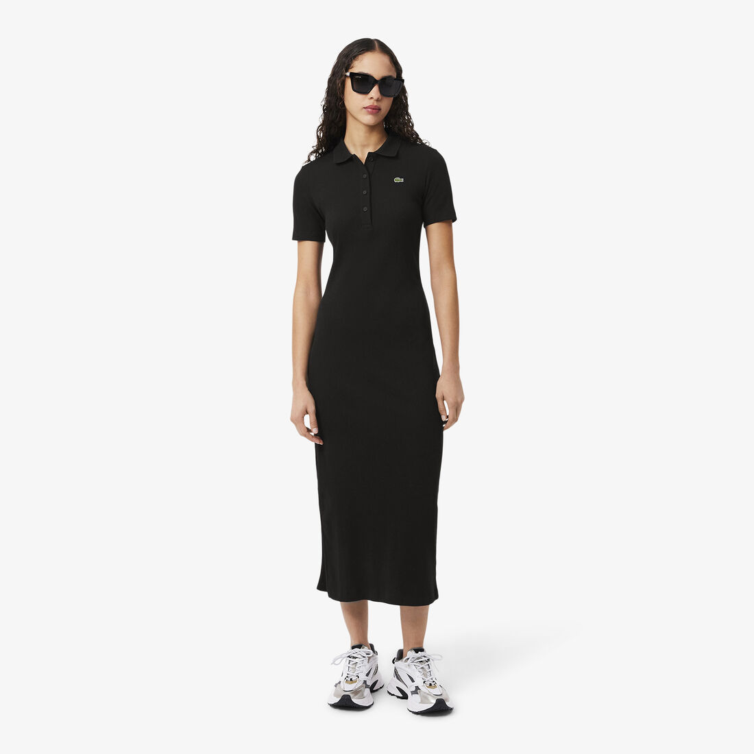 Long Ribbed Cotton Polo Dress