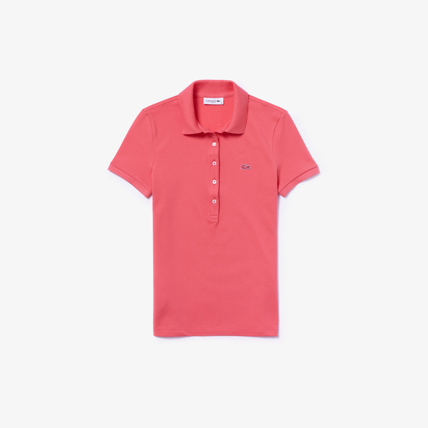 لاكوست قميص بولو نسائي من قطن ميني بيكيه المرن ذو قصة ضيقة من lacoste
