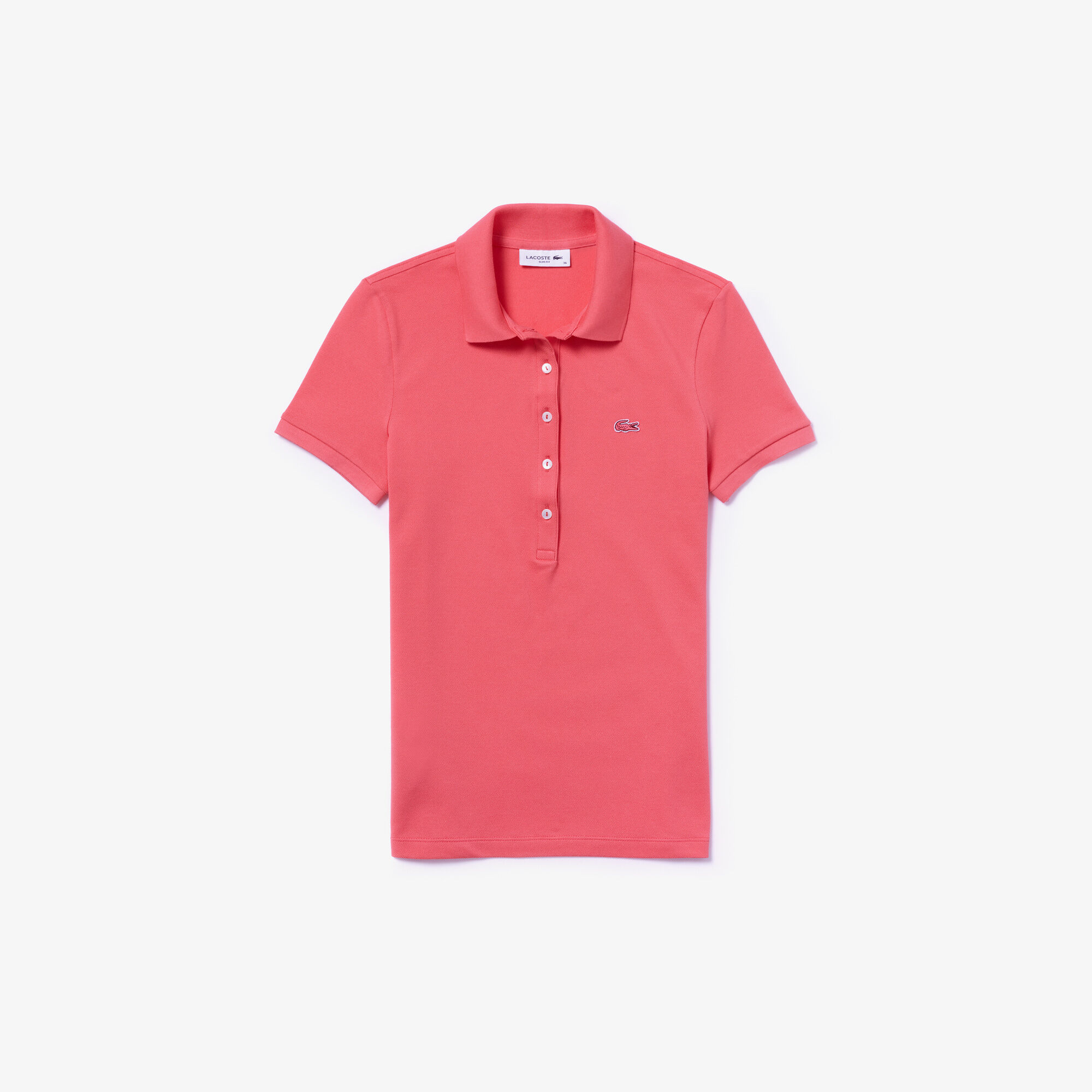 قميص بولو نسائي من قطن ميني بيكيه المرن ذو قصة ضيقة من Lacoste قميص بولو نسائي من قطن ميني بيكيه المرن ذو قصة ضيقة من Lacoste