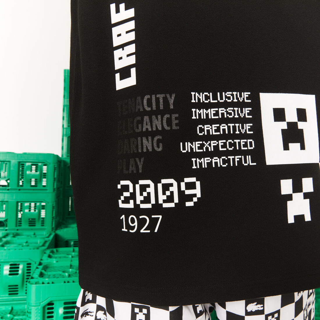 تيشيرت بولو قطن عضوي بقصة فضفاضة للرجال مجموعة Lacoste L!VE x Minecraft تيشيرت بولو قطن عضوي بقصة فضفاضة للرجال مجموعة Lacoste L!VE x Minecraft