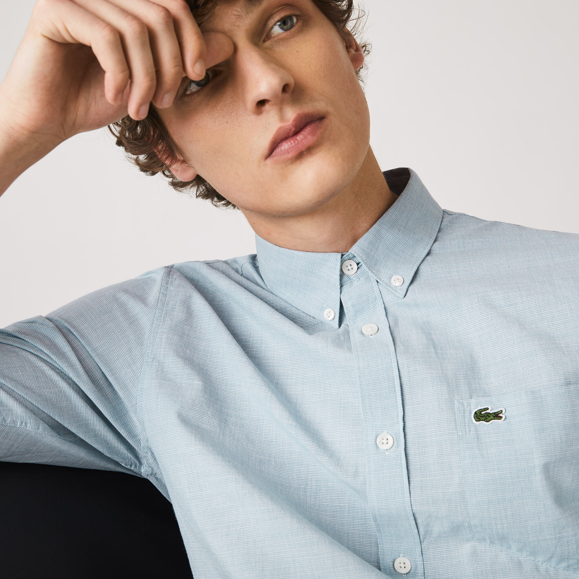 Men's Slim Fit Small Houndstooth Print Cotton Shirt Men's Slim Fit Small Houndstooth Print Cotton Shirt