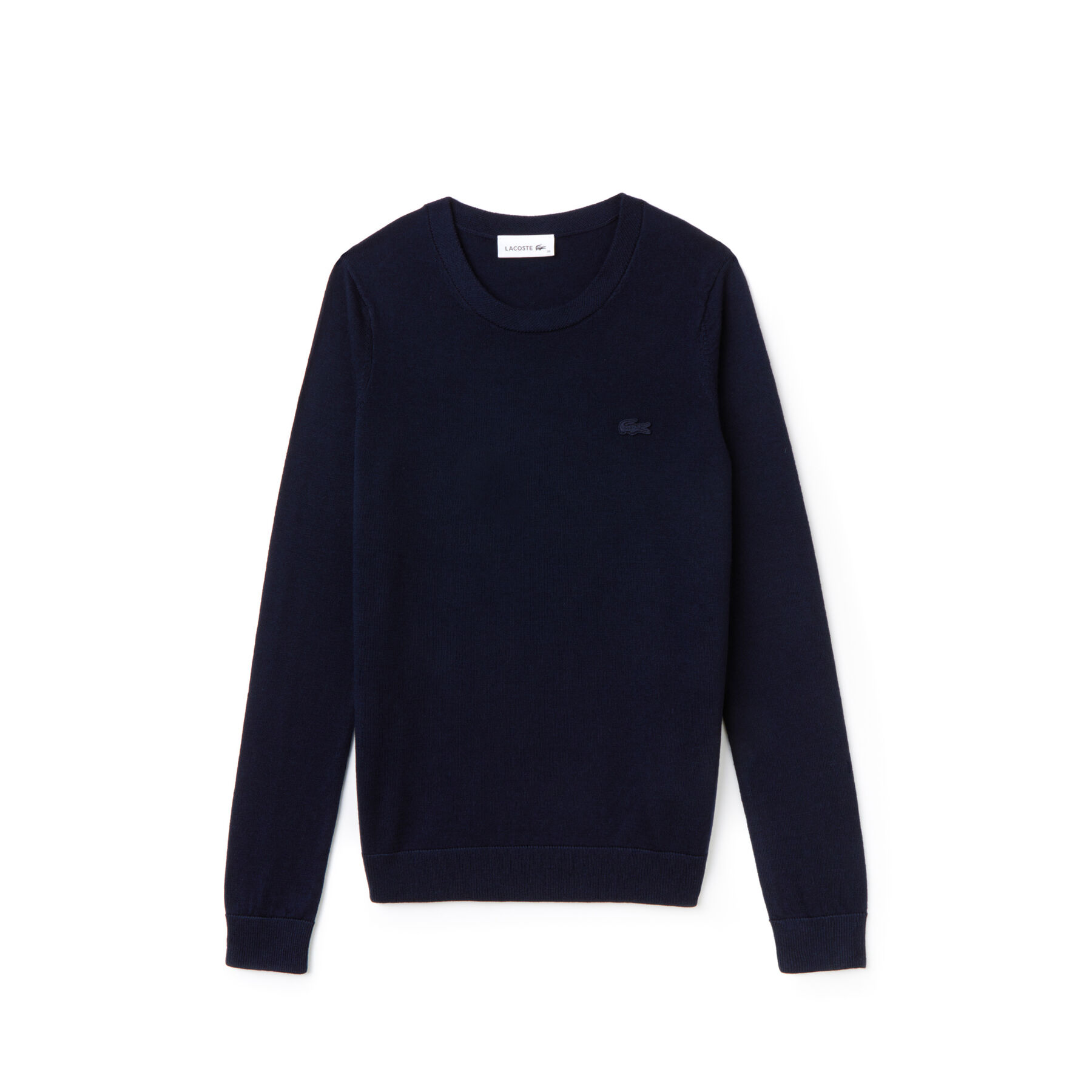 lacoste women s crew neck wool jersey sweater