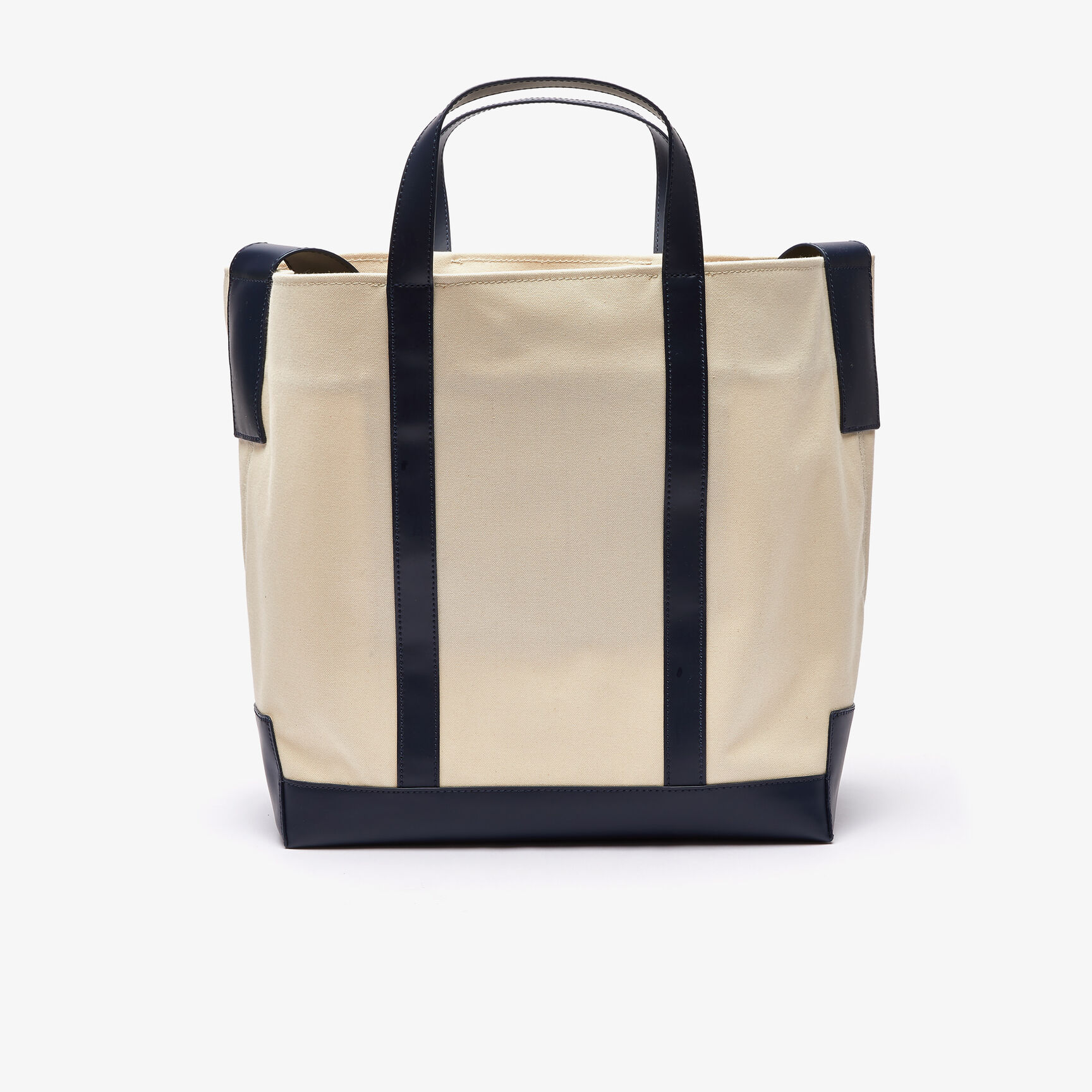 Women's L-Tote Contrast Handle And Badge Canvas Shopper Bag