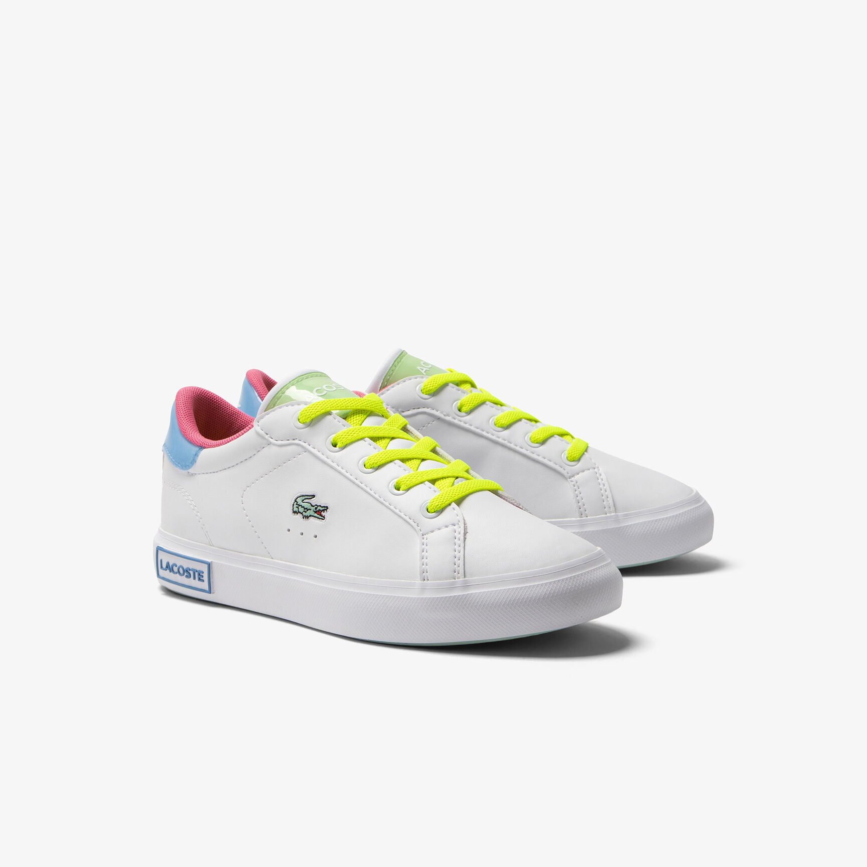 Children's Lacoste Powercourt Synthetic Colour Pop Trainers