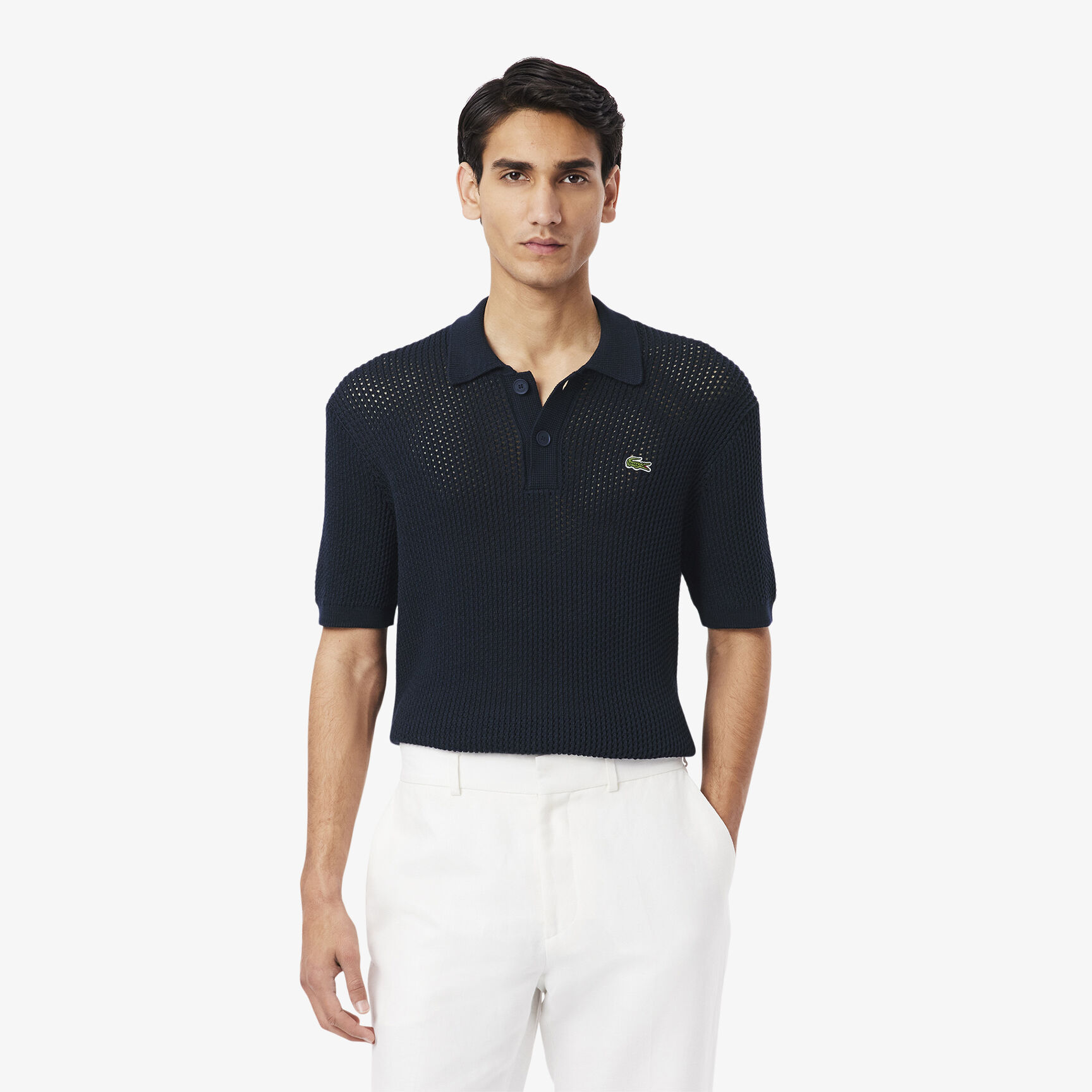 سترة بولو من القطن الثقيل بأكمام قصيرة سترة بولو من القطن الثقيل بأكمام قصيرة