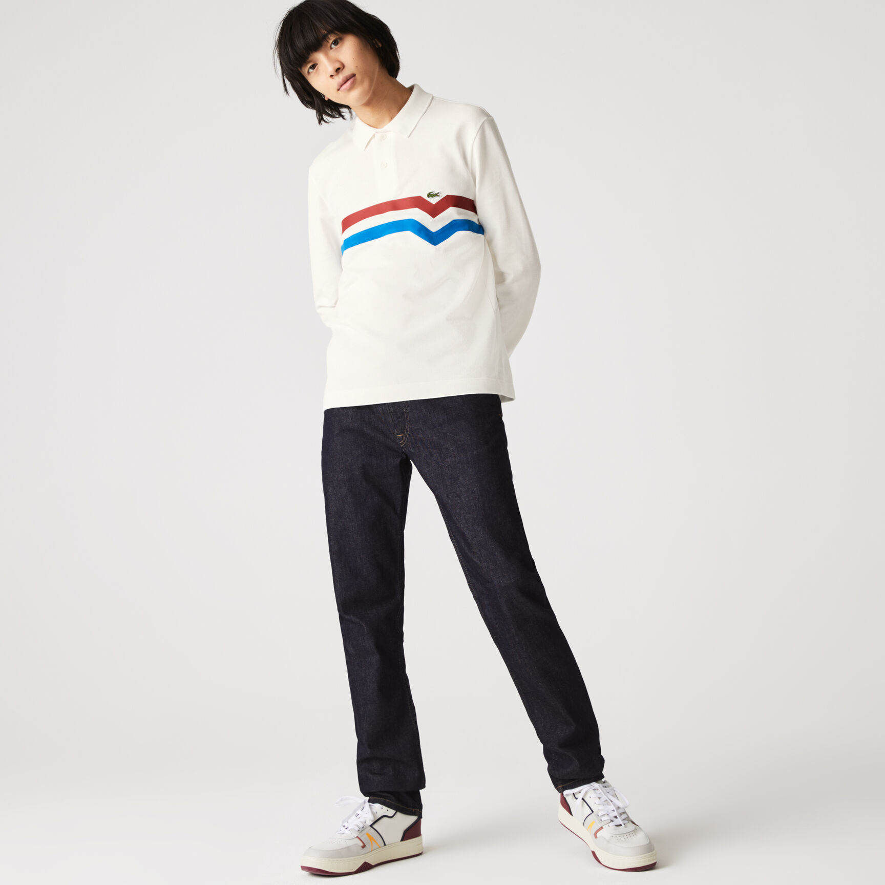 بولو Lacoste للرجال مصنوع في فرنسا بقصة عادية