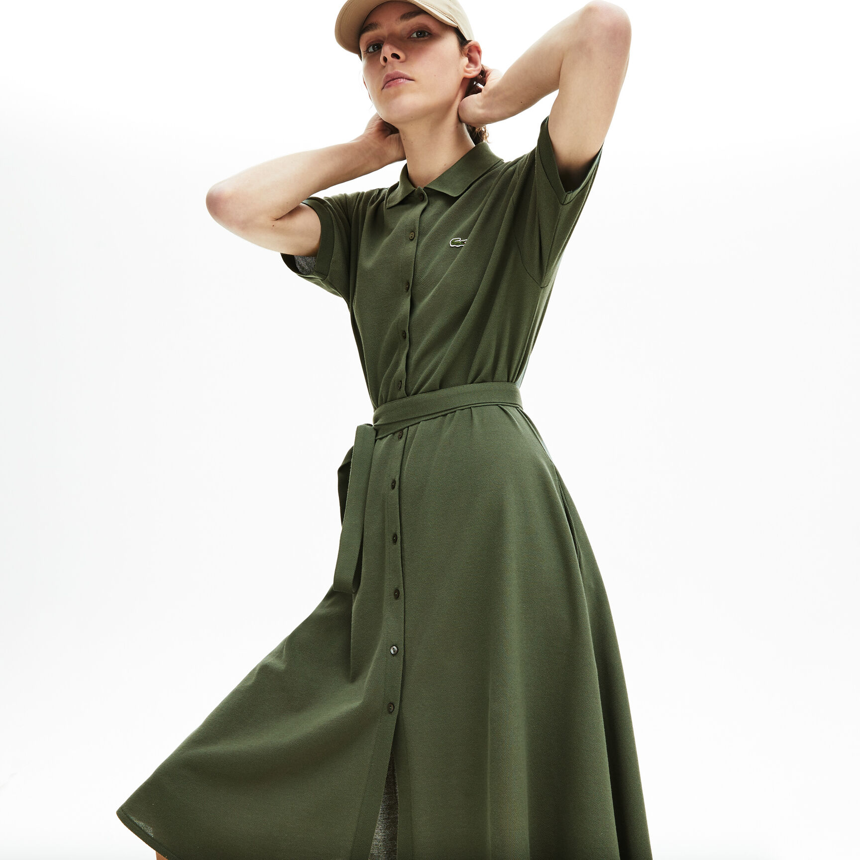 Women's Cotton Piqu&eacute; Belted Polo Dress