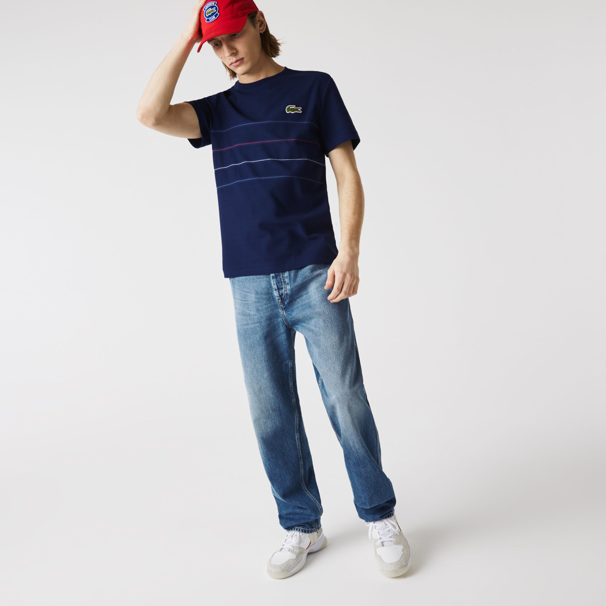 Men’s Made In France Textured Striped Organic Cotton T-shirt Men’s Made In France Textured Striped Organic Cotton T-shirt