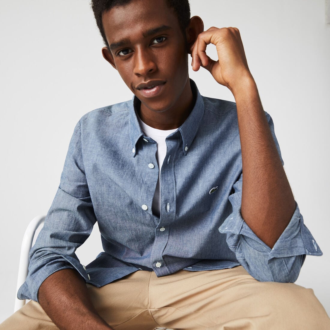 Men's Slim Fit Cotton Chambray Shirt