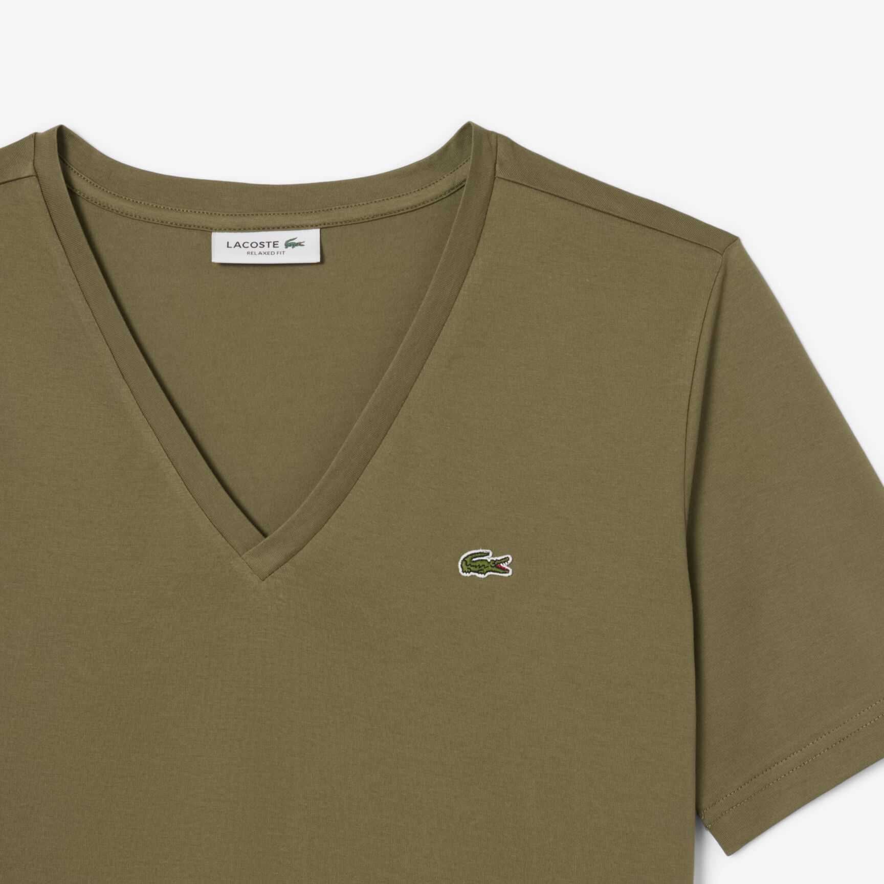 تي شيرت مريح من القطن الناعم برقبة على شكل حرف V