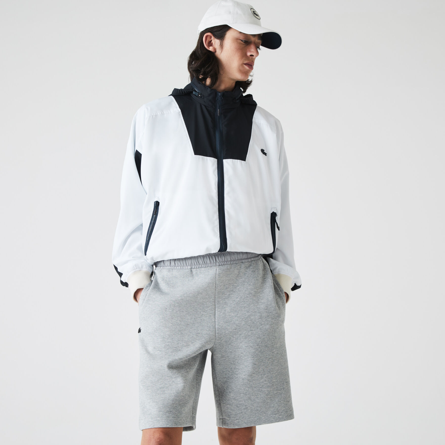 lacoste men s bimaterial cotton blend shorts