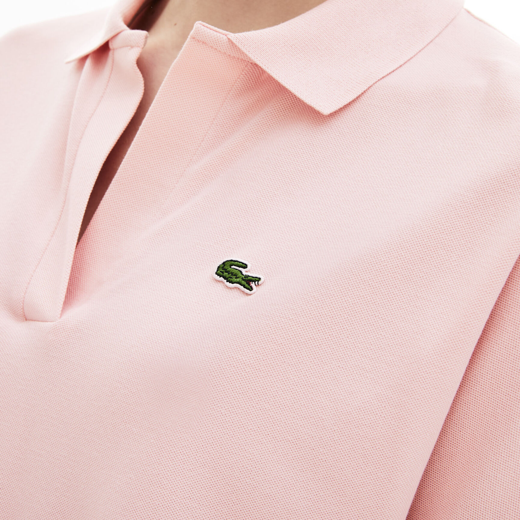 Open Neck Fluid Pique Polo Shirt