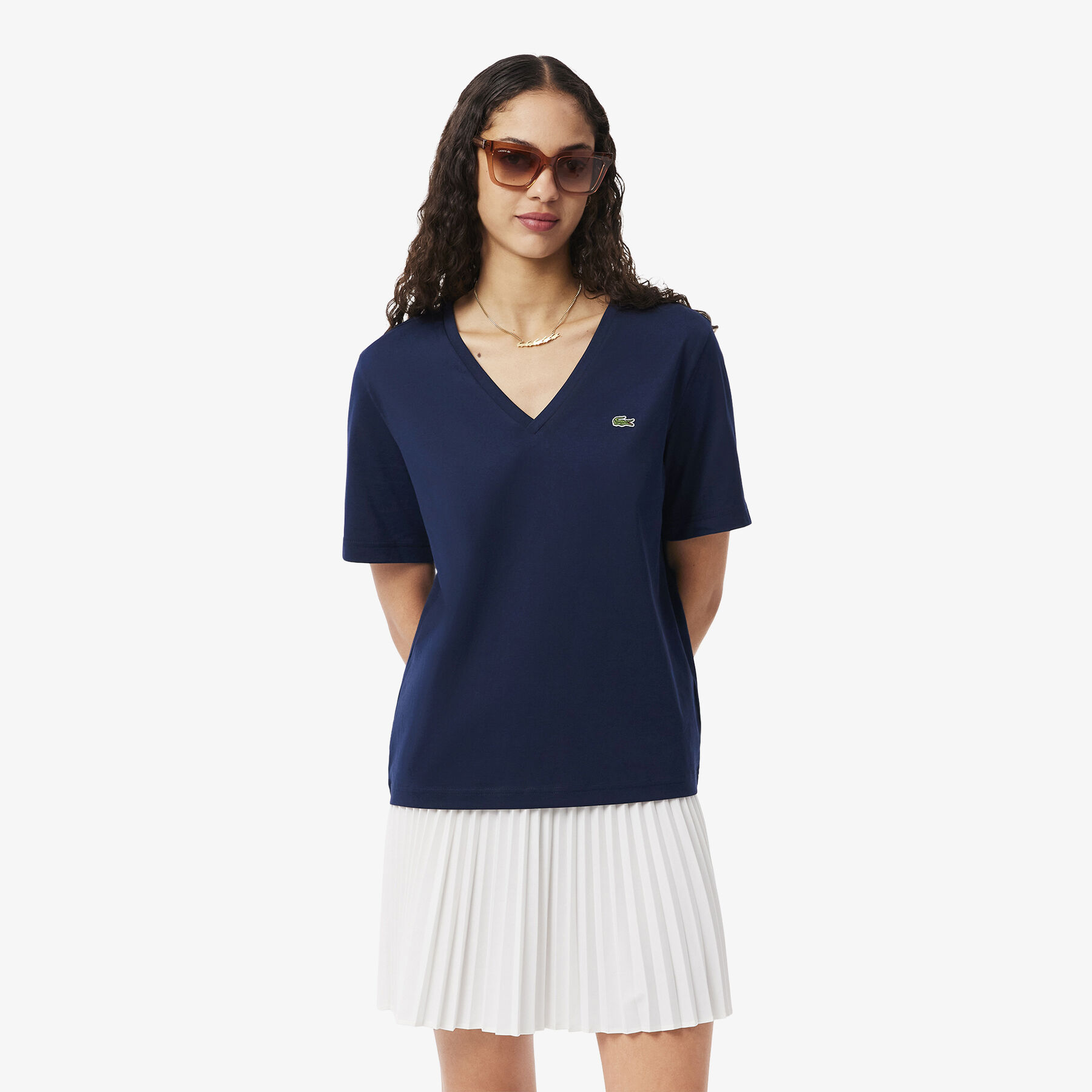 Relaxed Fit Soft Cotton V Neck T-shirt