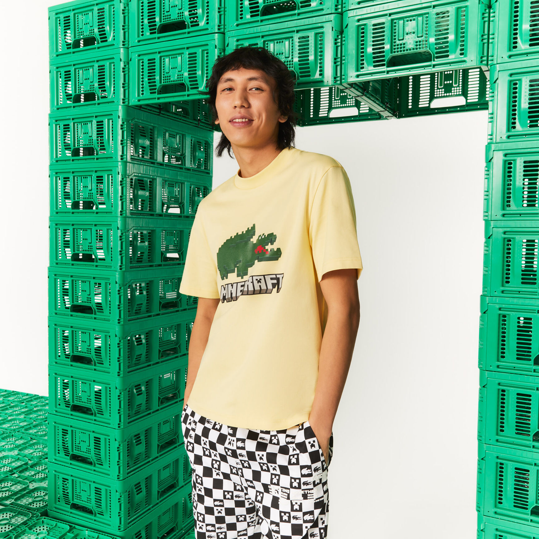 تيشيرت مطبوع قطن عضوي للجنسين مجموعة Lacoste x Minecraft تيشيرت مطبوع قطن عضوي للجنسين مجموعة Lacoste x Minecraft