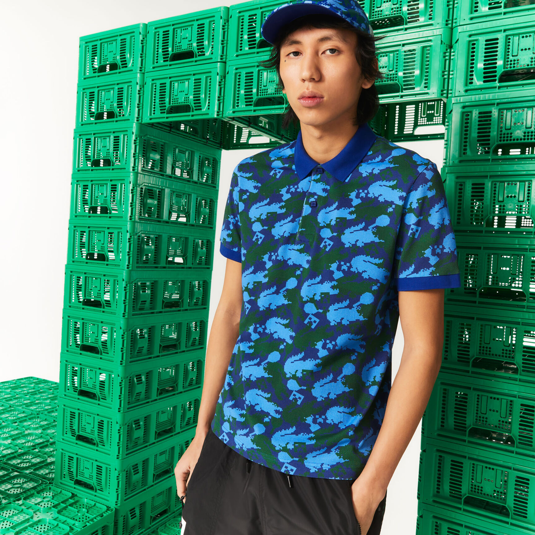 تيشيرت بولو مطبوع قطن عضوي بقصة كلاسيكية للجنسين مجموعة Lacoste x Minecraft تيشيرت بولو مطبوع قطن عضوي بقصة كلاسيكية للجنسين مجموعة Lacoste x Minecraft