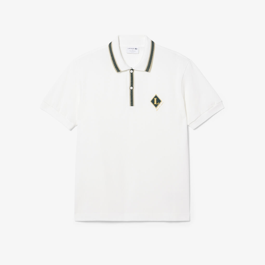 lacoste classic fit french made badge accent polo shirt