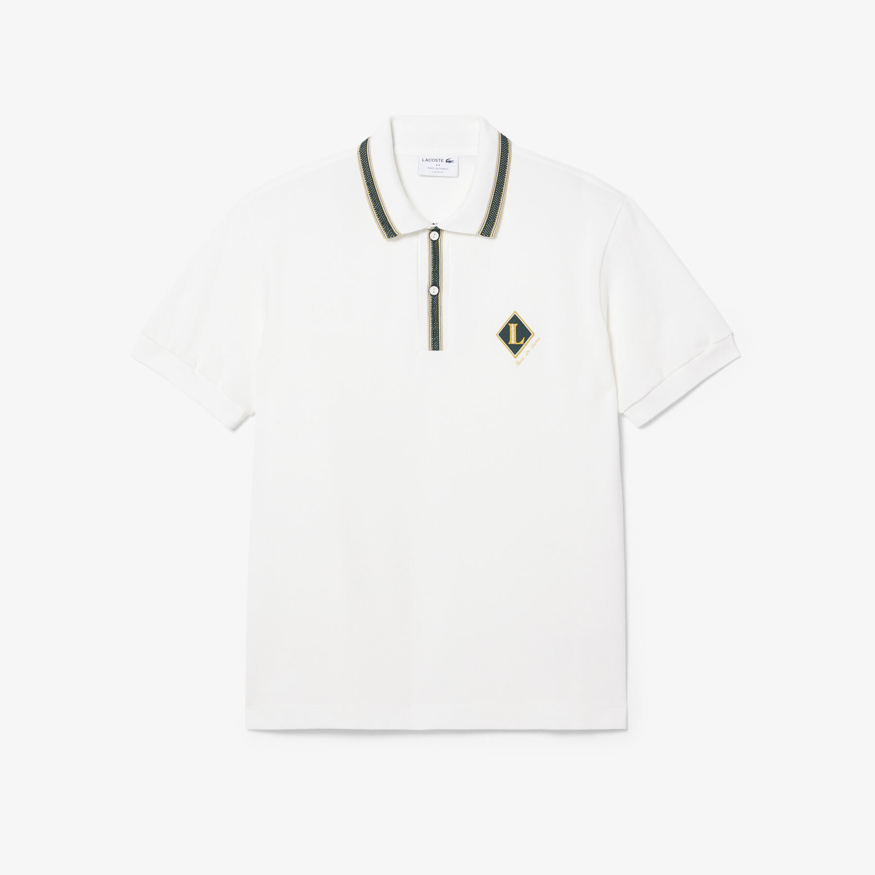 lacoste classic fit french made badge accent polo shirt