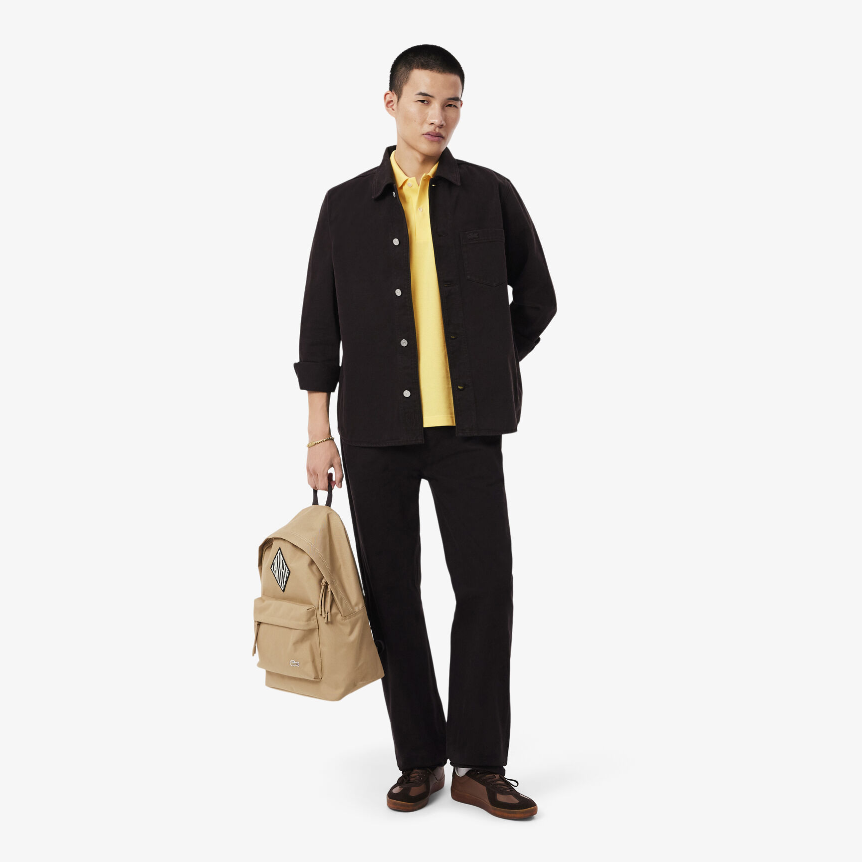 Classic Fit Badge Accent Pique Polo Shirt