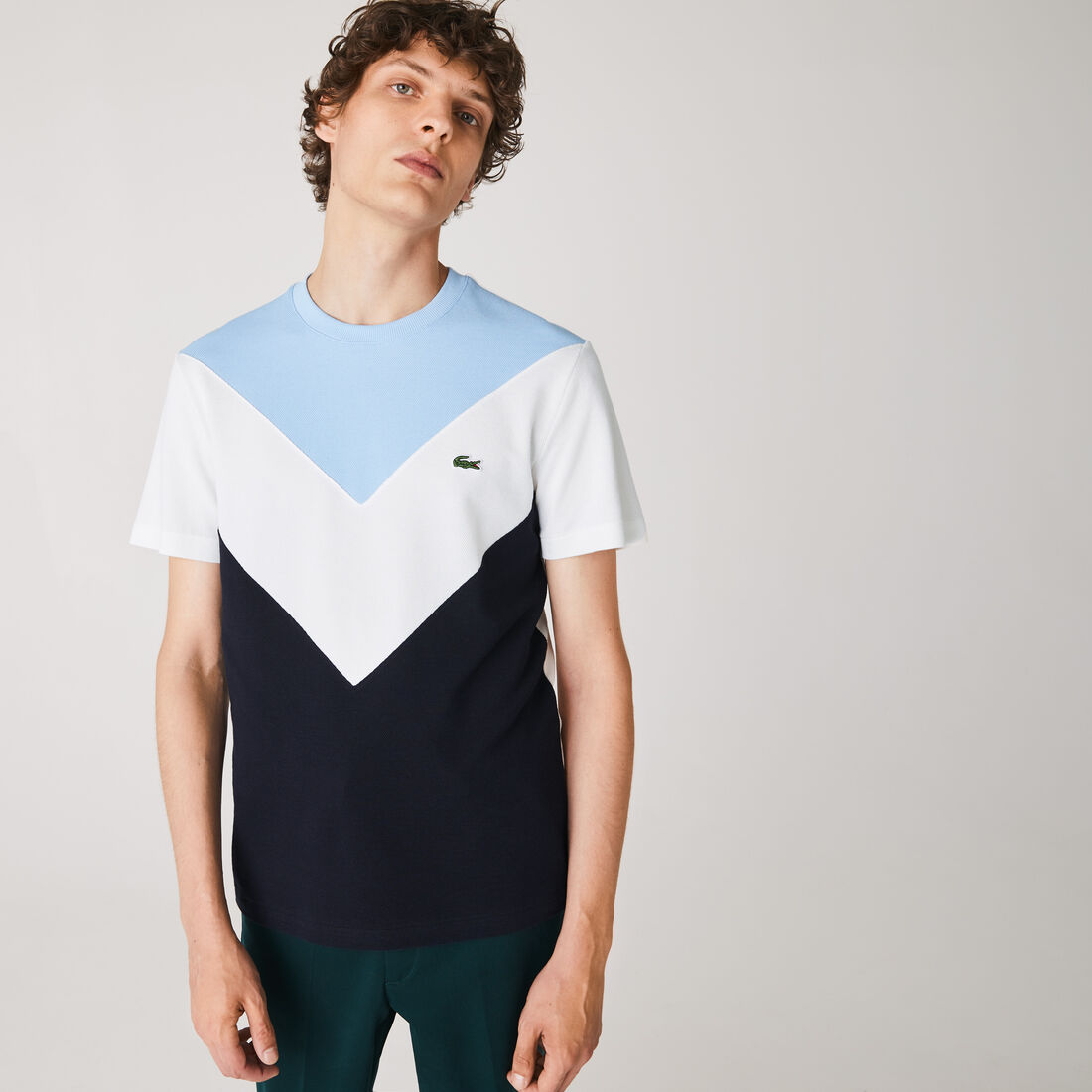 Men's Crew Neck Colourblock Cotton Piqué Blend T-shirt Men's Crew Neck Colourblock Cotton Piqué Blend T-shirt