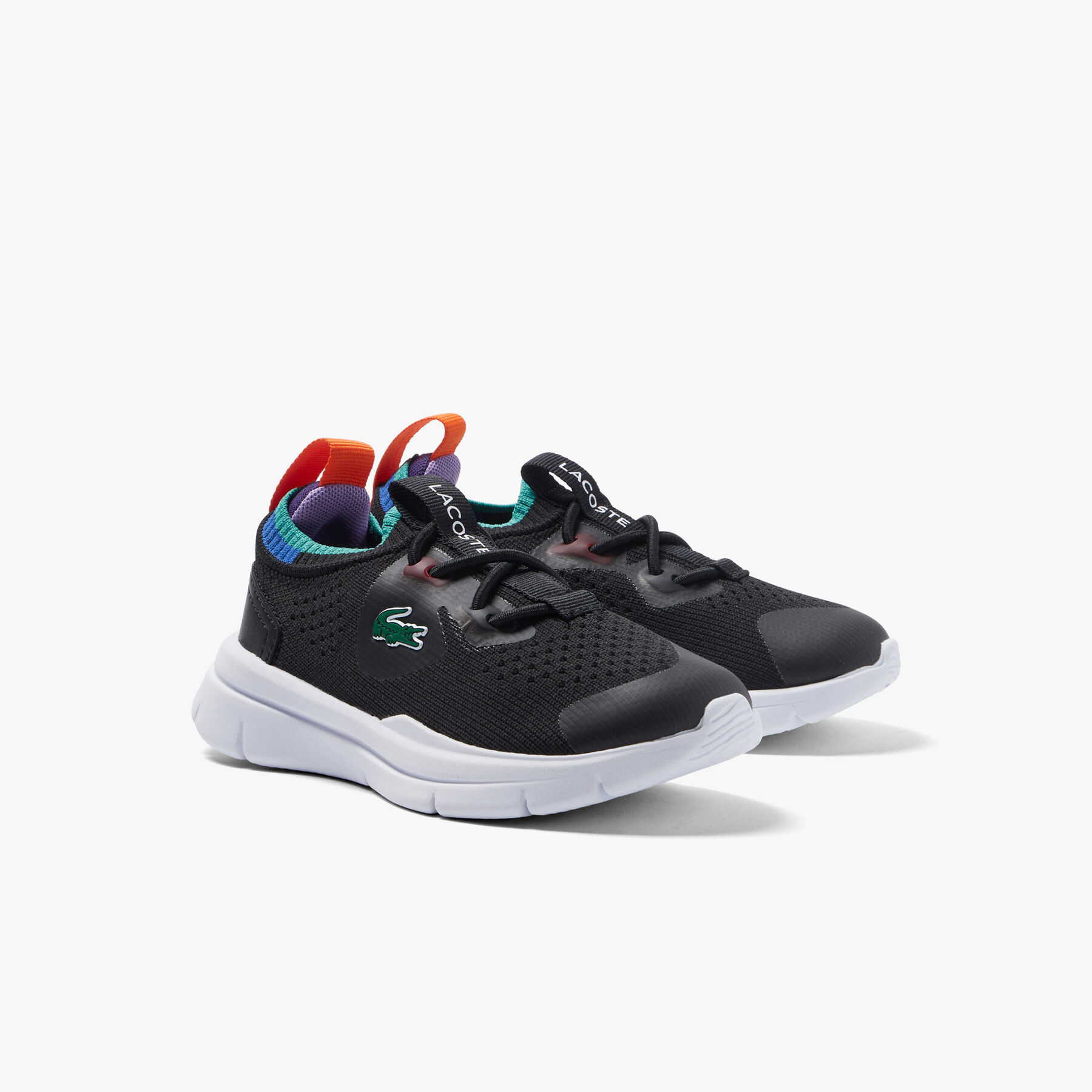 infants  lacoste run spin knit textile colour contrast trainers