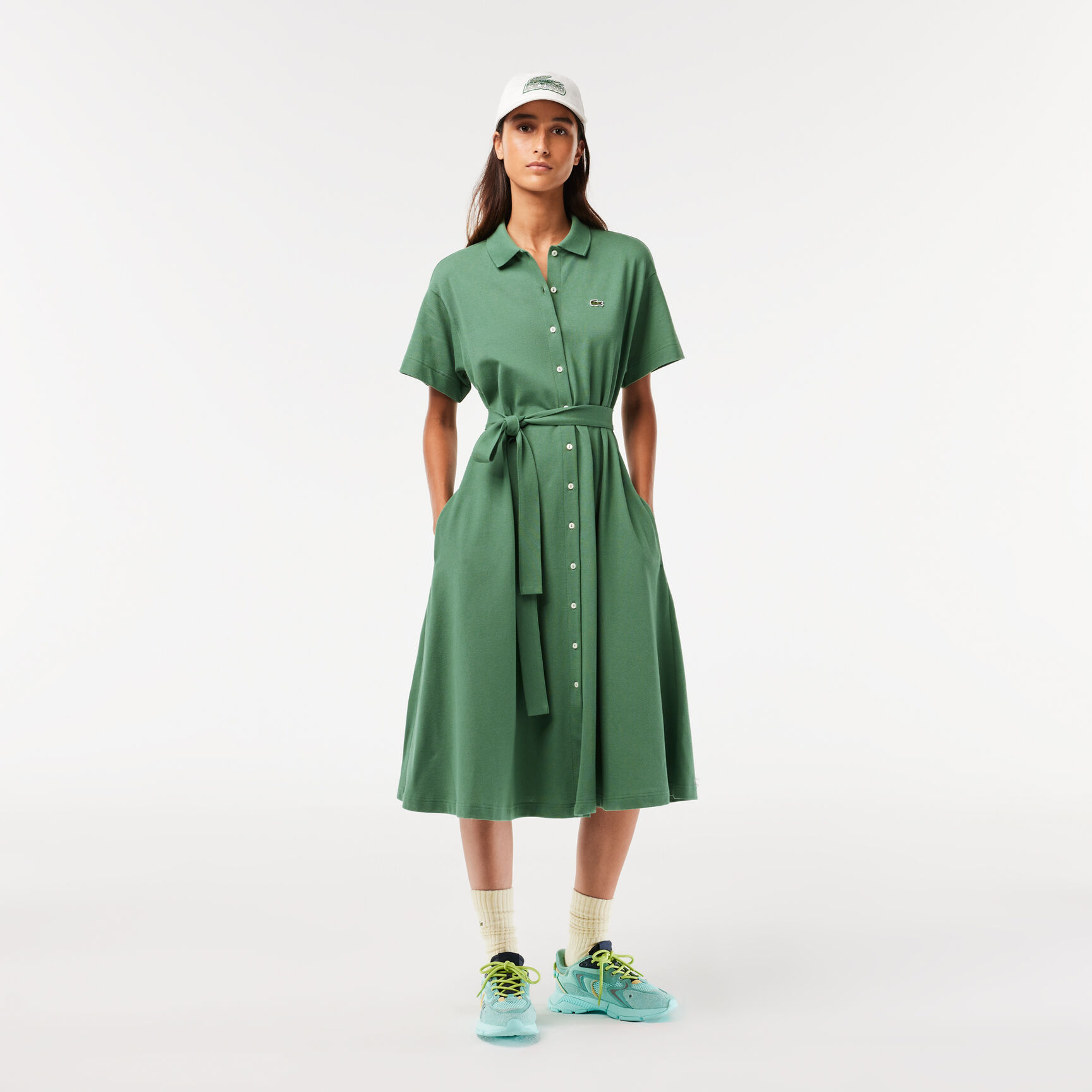 Women's Lacoste Belted Pique Polo Dress