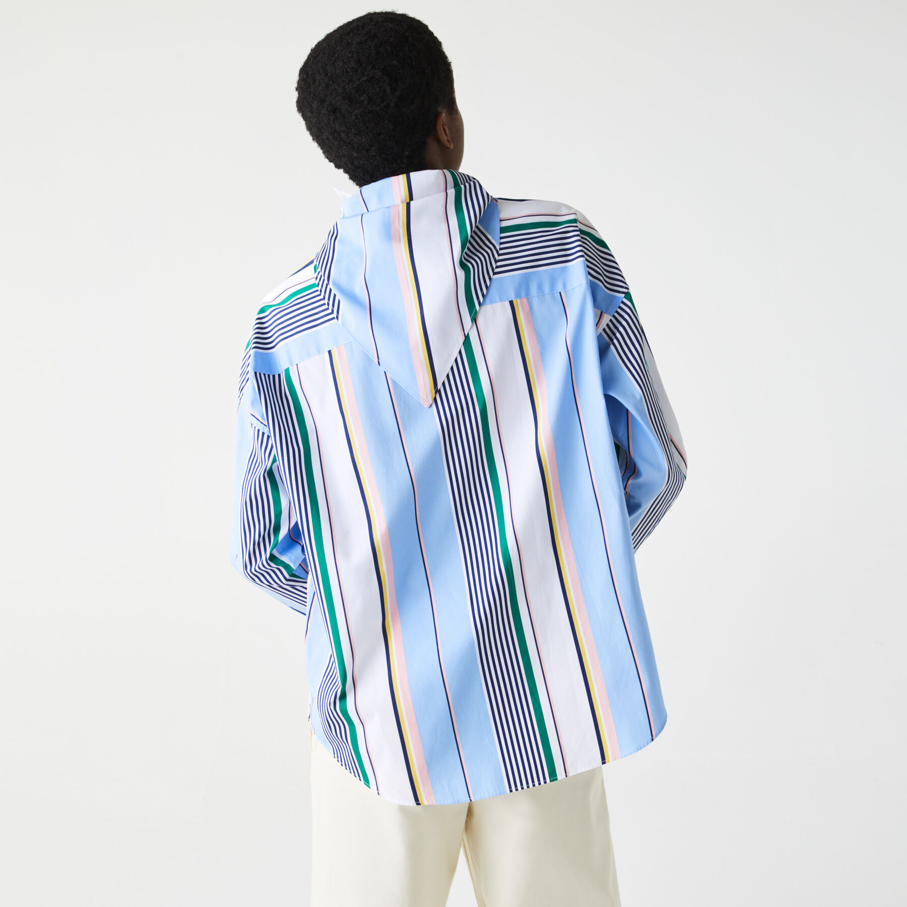 women s lacoste live classic fit scarf neck striped cotton shirt