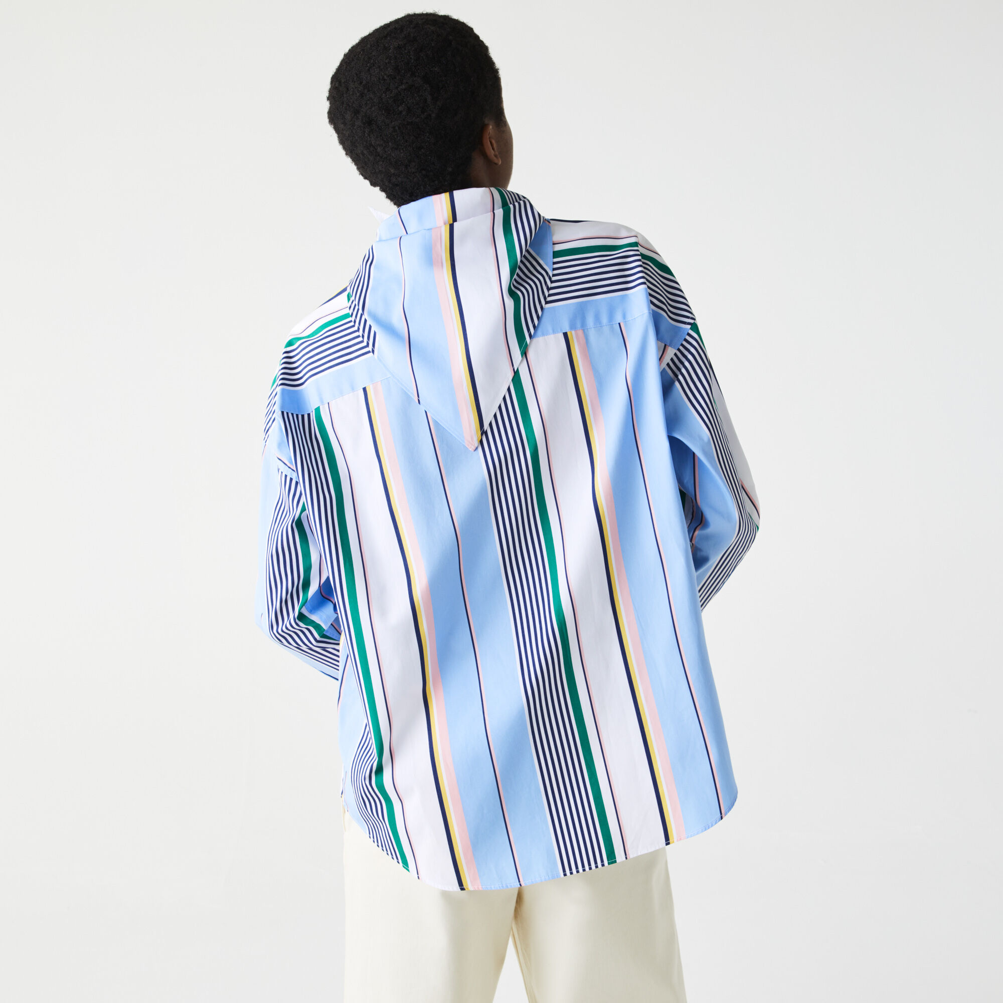 Women’s Lacoste LIVE Classic Fit Scarf Neck Striped Cotton Shirt Women’s Lacoste LIVE Classic Fit Scarf Neck Striped Cotton Shirt