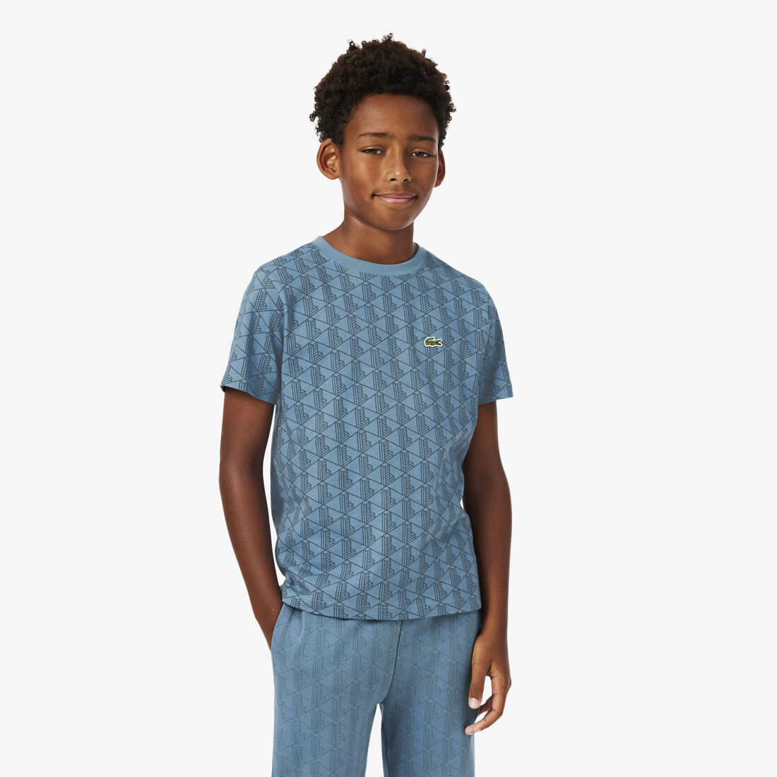 lacoste monogram print t shirt