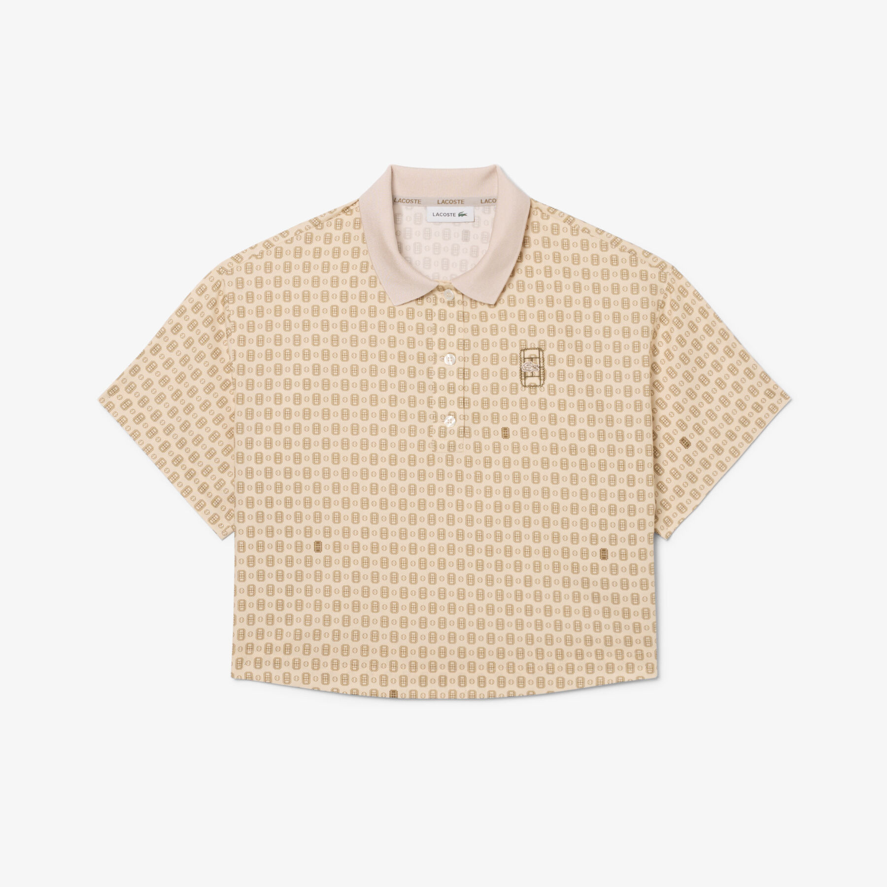 lacoste oversized tennis print polo