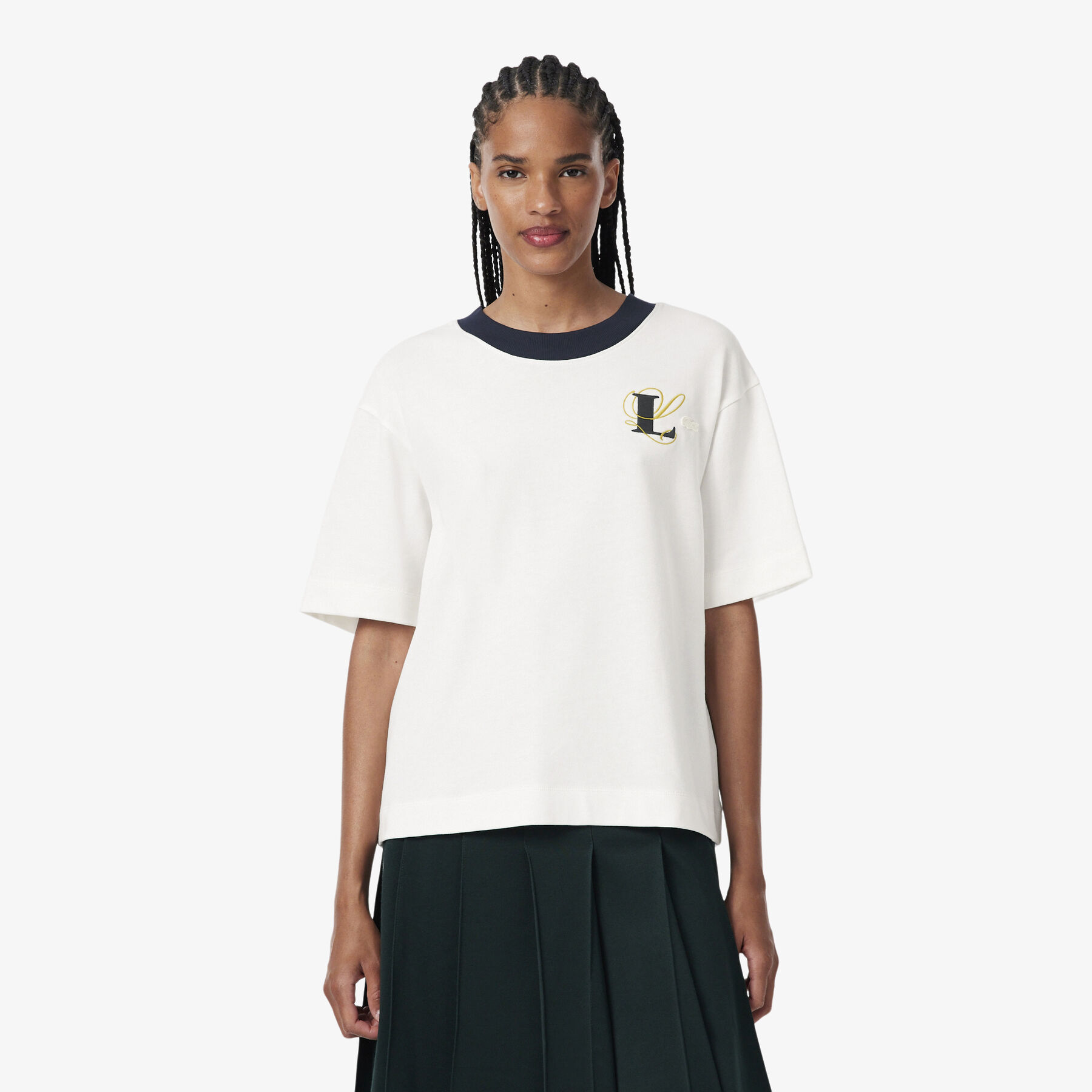 Oversized Embroidery Detail Jersey T-shirt lacoste oversized embroidery detail jersey t shirt
