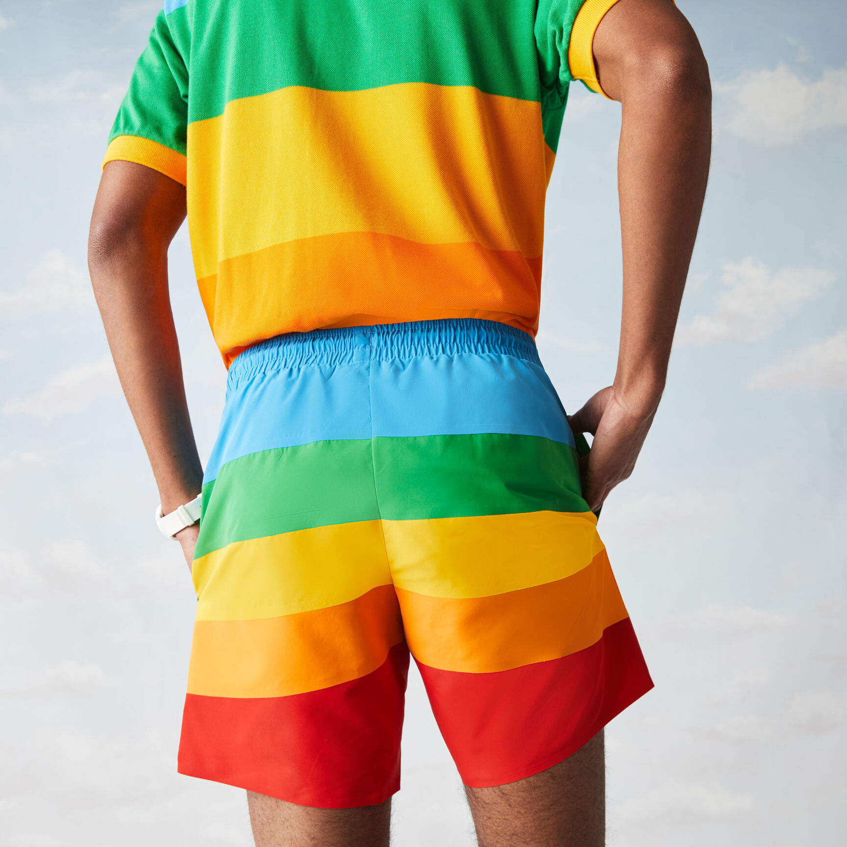 Men’s Polaroid Collaboration Color Striped Swimming Trunks Men’s Polaroid Collaboration Color Striped Swimming Trunks