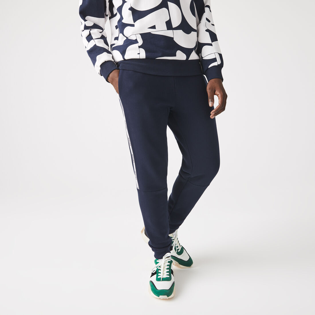 بنطال رياضي سكيني صوف بأشرطة شعار الماركة للرجال بنطال رياضي سكيني صوف بأشرطة شعار الماركة للرجال