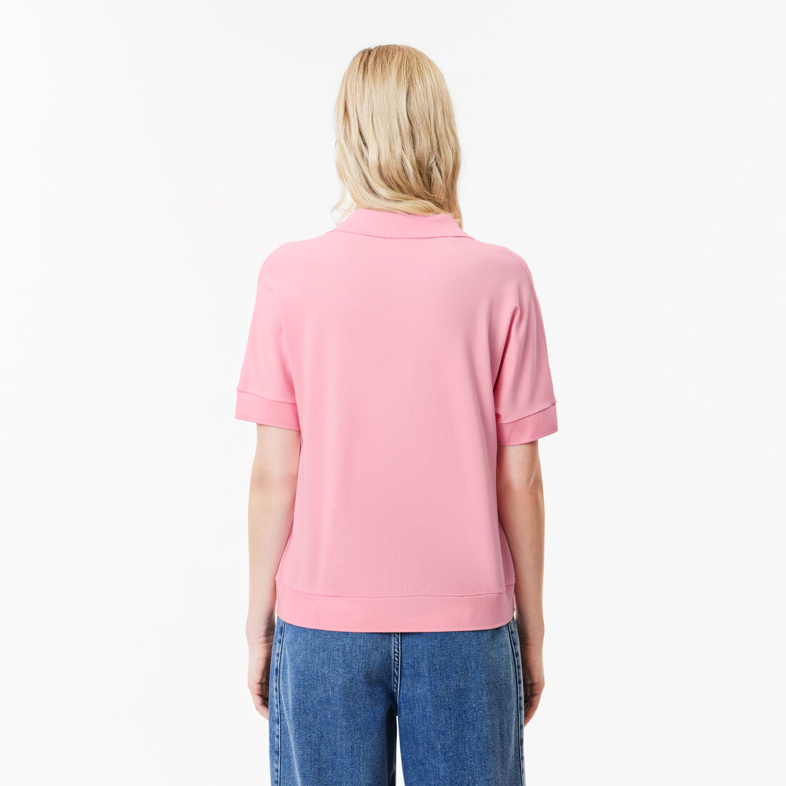 قميص بولو بيكيه سائل بياقة مفتوحة قميص بولو بيكيه سائل بياقة مفتوحة