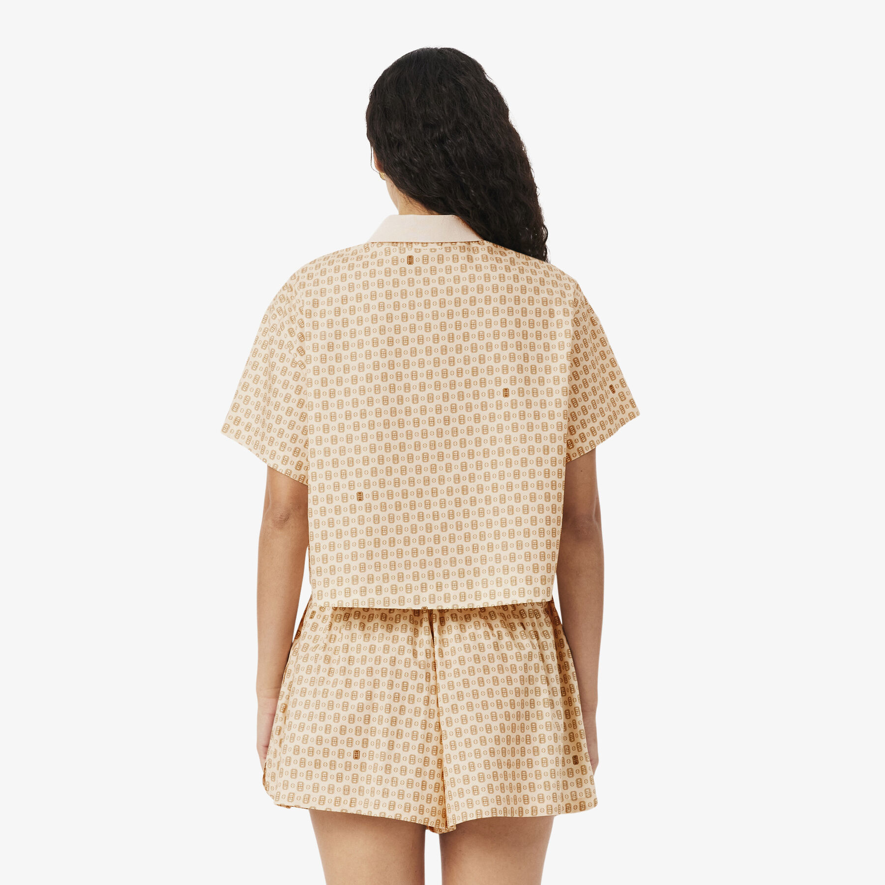 lacoste oversized tennis print polo