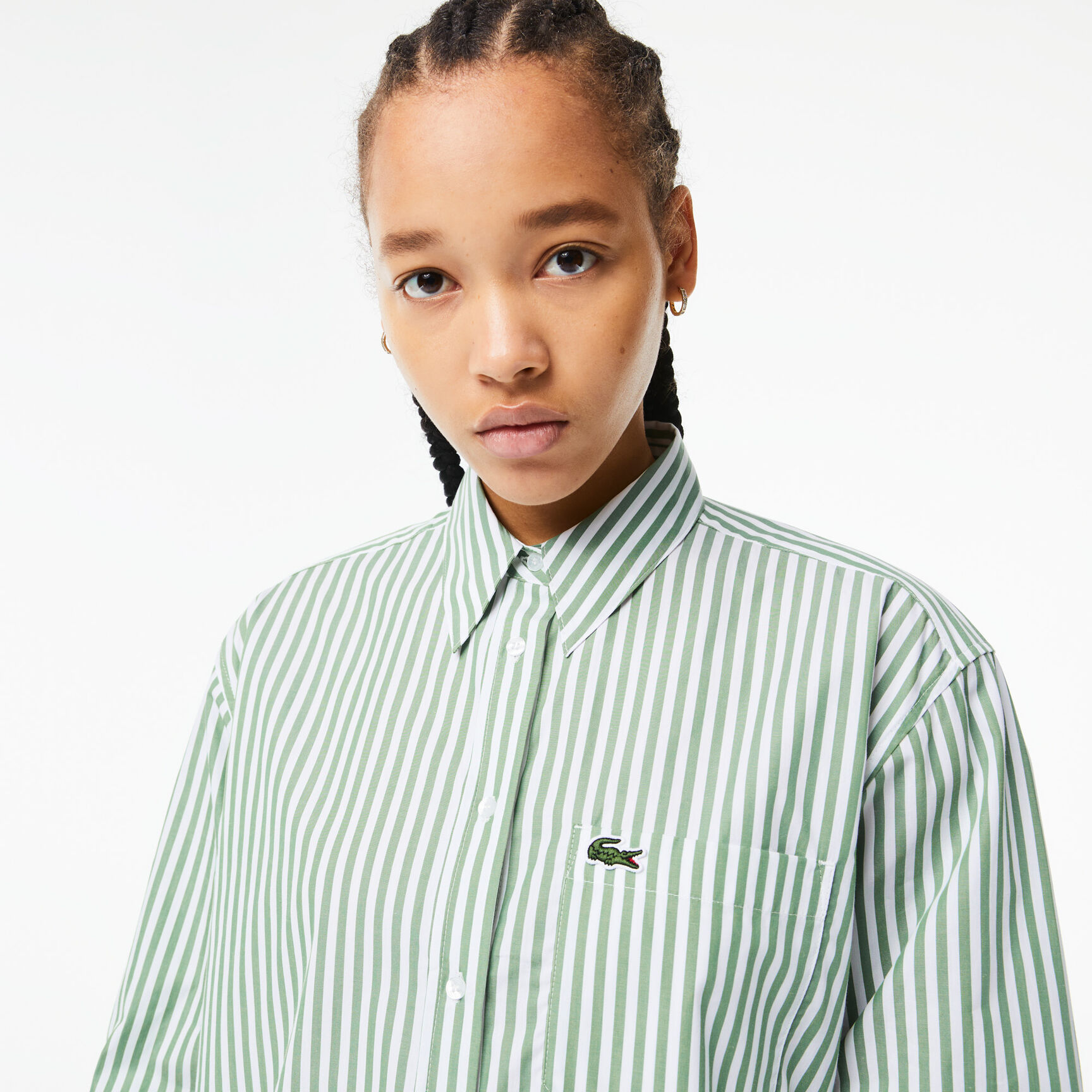 Women's Lacoste Striped Cotton Poplin Shirt