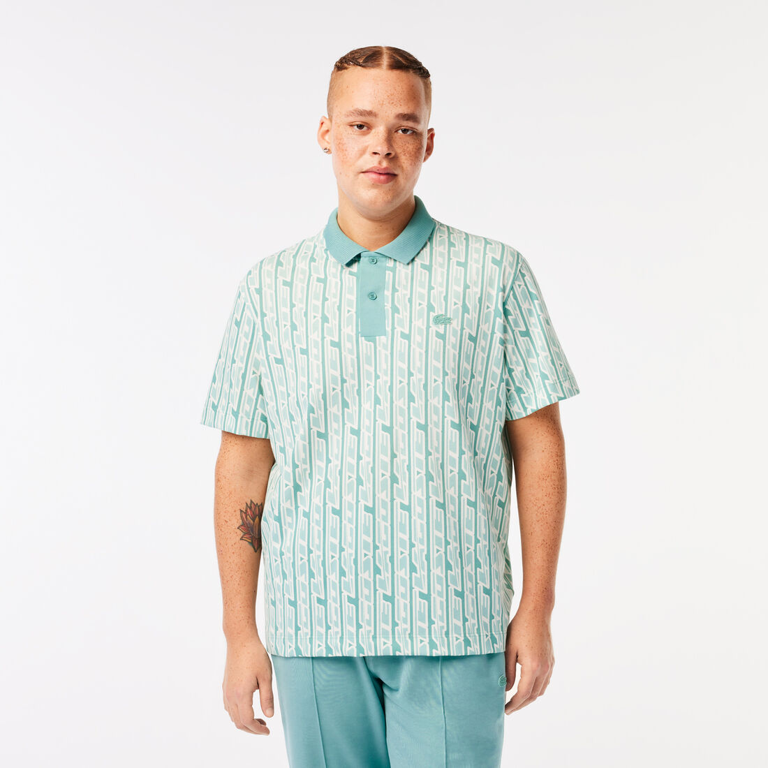 Men's Lacoste Two-Tone Printed Stretch Pique Polo Shirt Men's Lacoste Two-Tone Printed Stretch Pique Polo Shirt